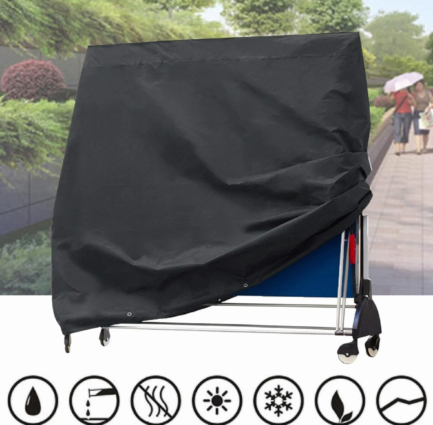 Housse Imperméable Table de Tennis de Table Trintion 185 x 70 x 165 cm Noir