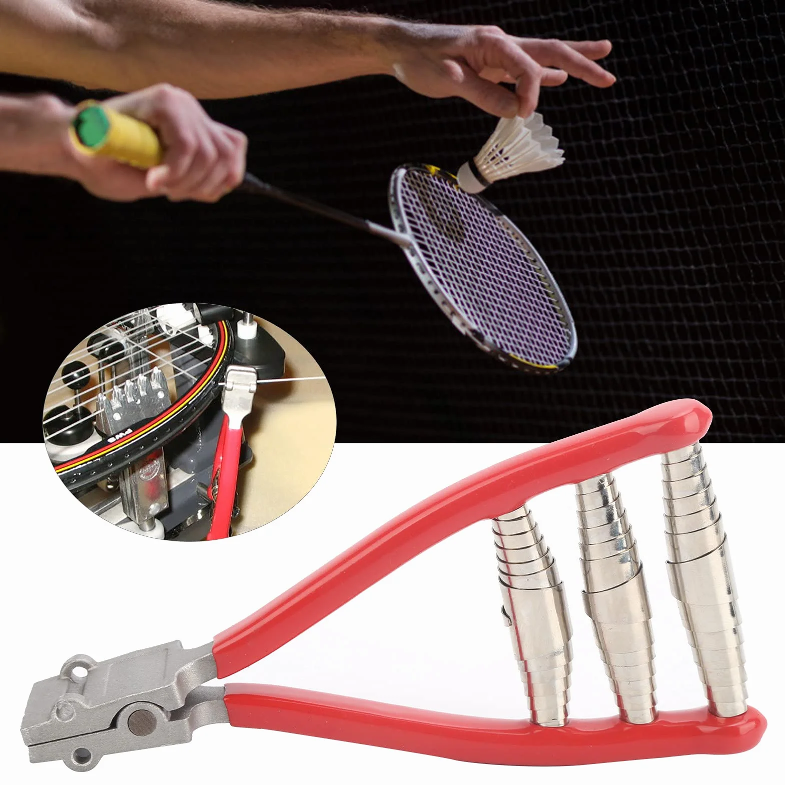 Dilwe Pince de Démarrage de Raquette à 3 Ressorts, Outil de Cordage pour Badminton et Tennis