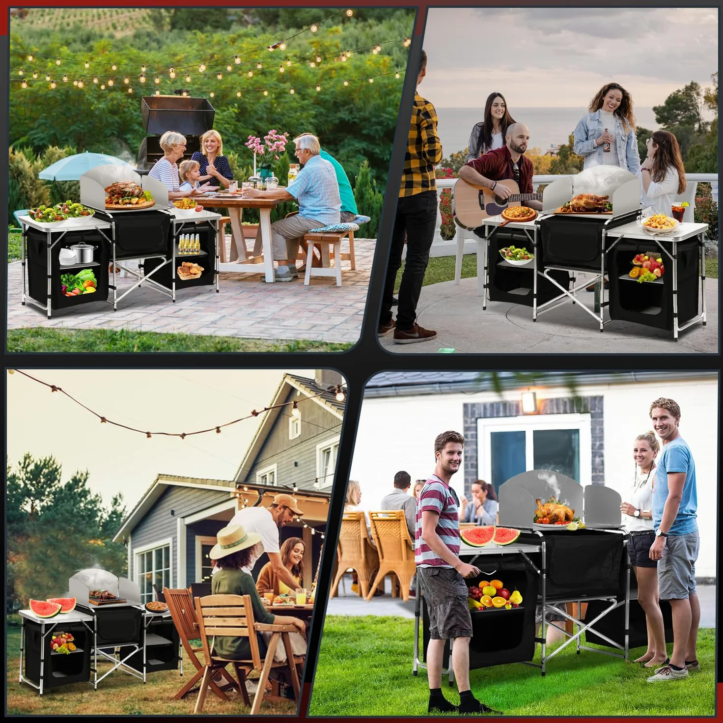 Armoire de camping pliable pour camping, pique-nique, garden-party