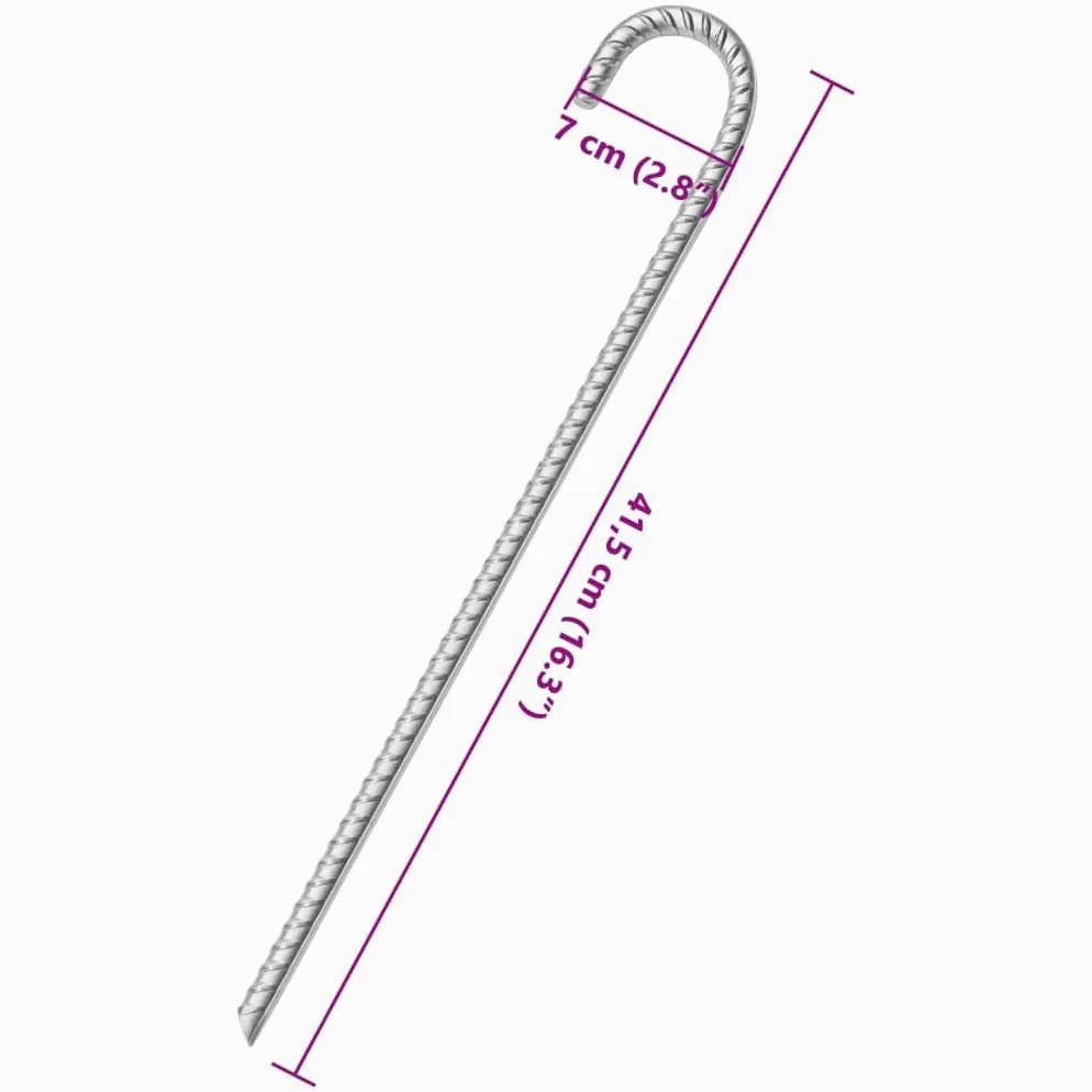 Piquets De Tente 12 Pcs 41,5 Cm Acier Galvanisé | Surface Filetée Anti-Glissement, Crochet Supérieur, Fixation Solide, Usage Multifonctionnel