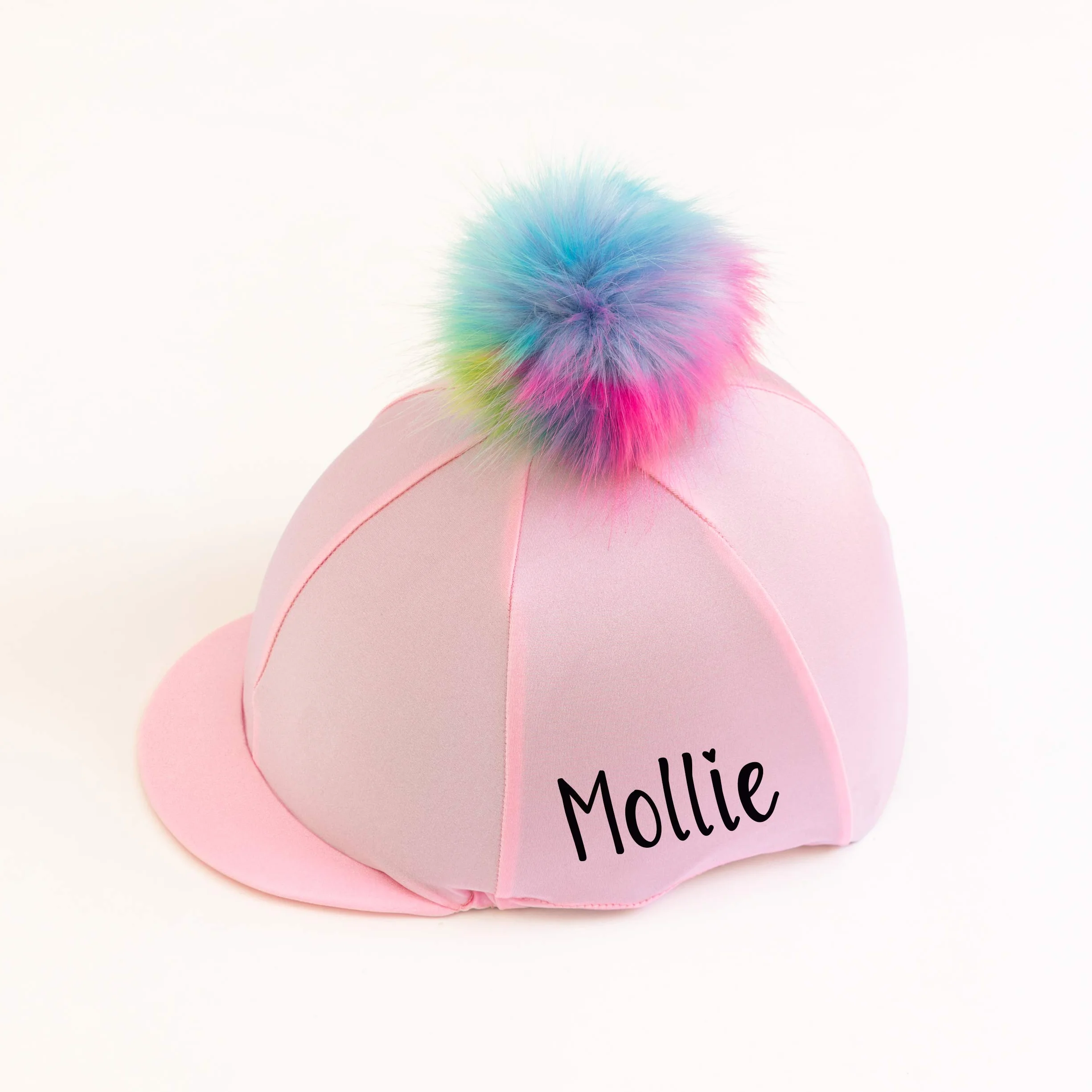 Chapeau d'équitation licorne en soie rose clair