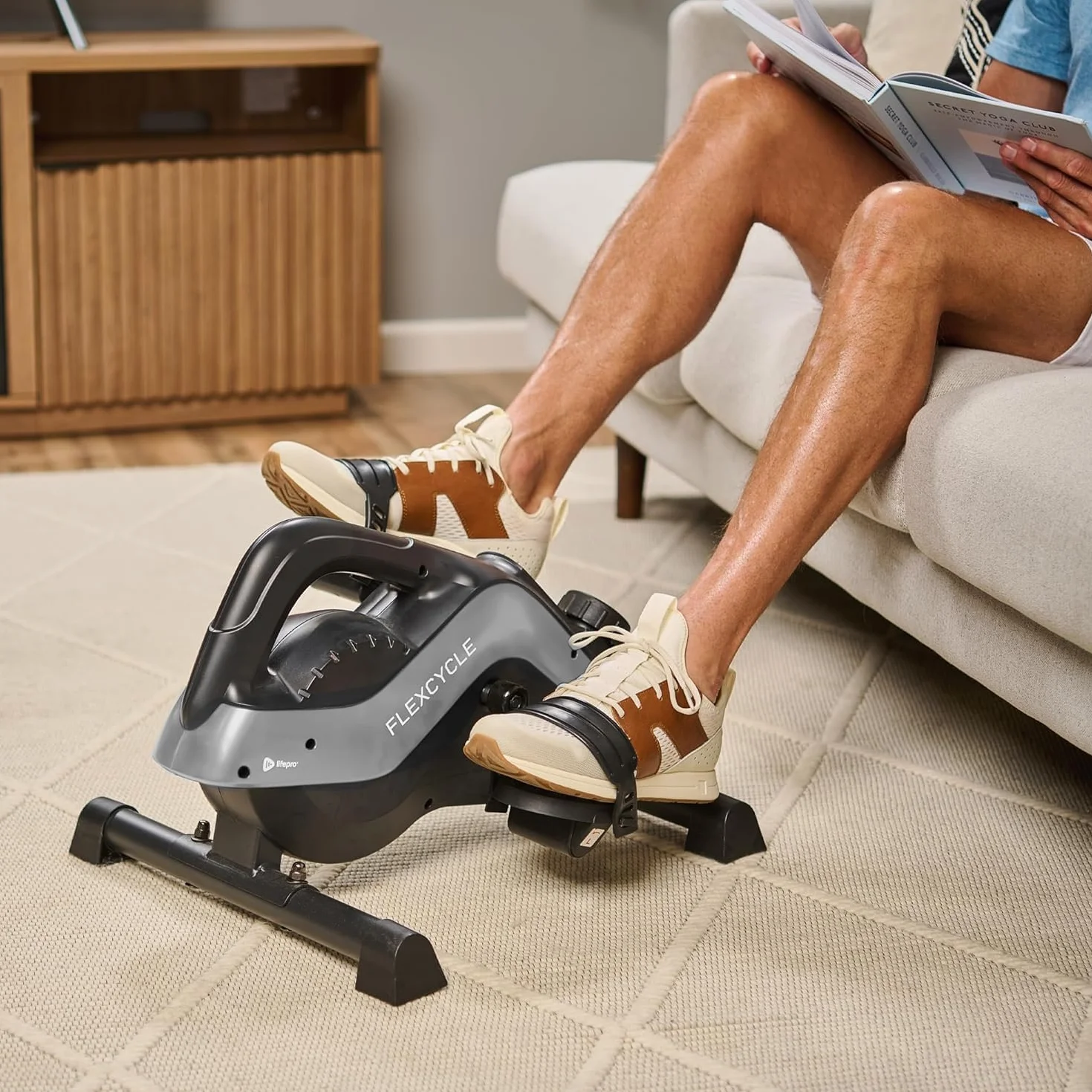 Lifepro Flexcycle Pédale d'exercice sous le Bureau – Vélo d'appartement magnétique avec écran LCD et bandes de résistance
