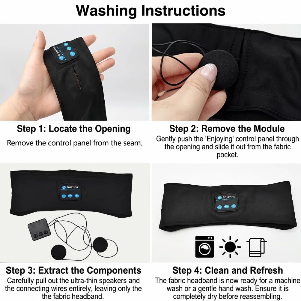 Casque de Sommeil Bandeau Bluetooth 5.4, Écouteurs Ultra-Fins HD Rechargeables USB, Anti Bruit Stéréo pour Sport Running Yoga Voyage(Noir)