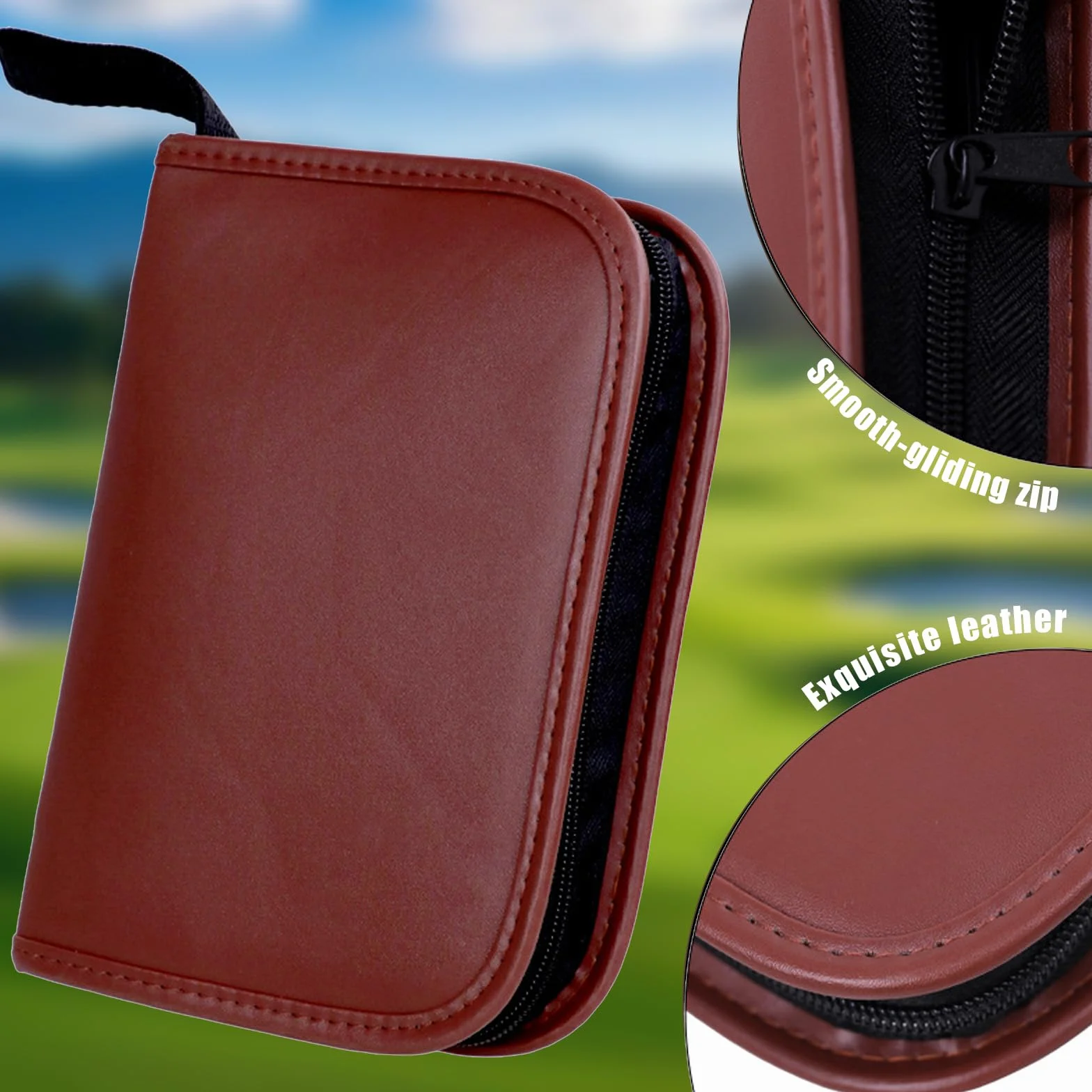 Kit Accessoires de Golf Homme Femme, Sac Multifonctionnel 7 en 1 avec Trousse PU, Cadeau pour Golfeur Complet Brosse Nettoyage, Rampasse-Ball, Fourchette de Green