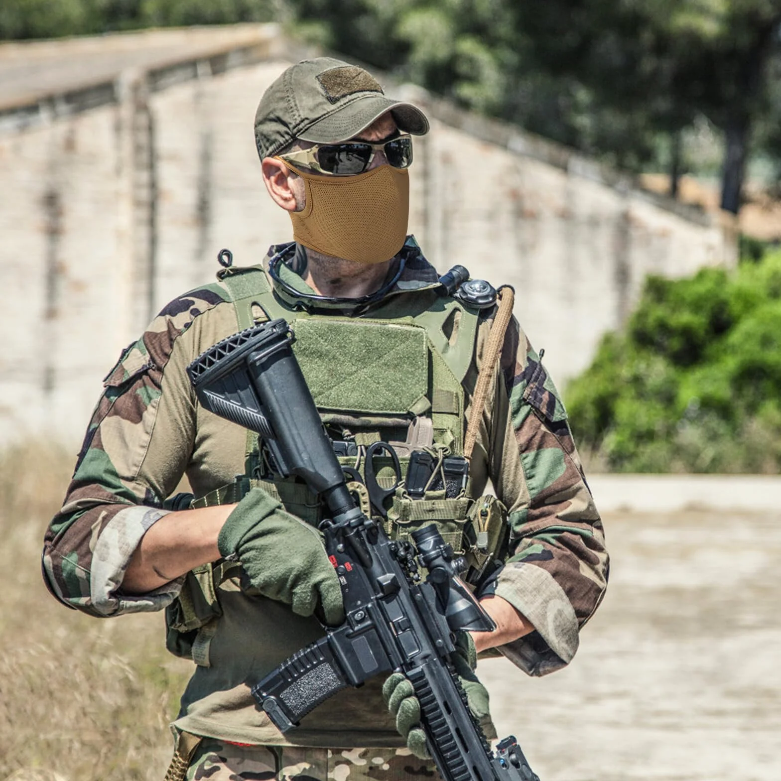 BBS Demi-Masque en Silicone Tactique Multifonctionnel Respirant pour Paintball Tir Extérieur