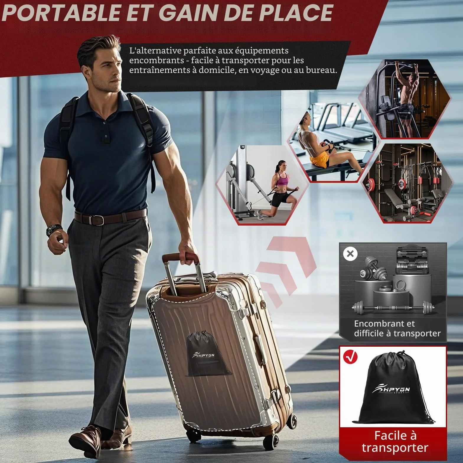 Bande Élastique Fitness Lot de 5 avec Poignées Sangles de Cheville et Ancre de Porte - Kit Complet Musculation Pilates Yoga