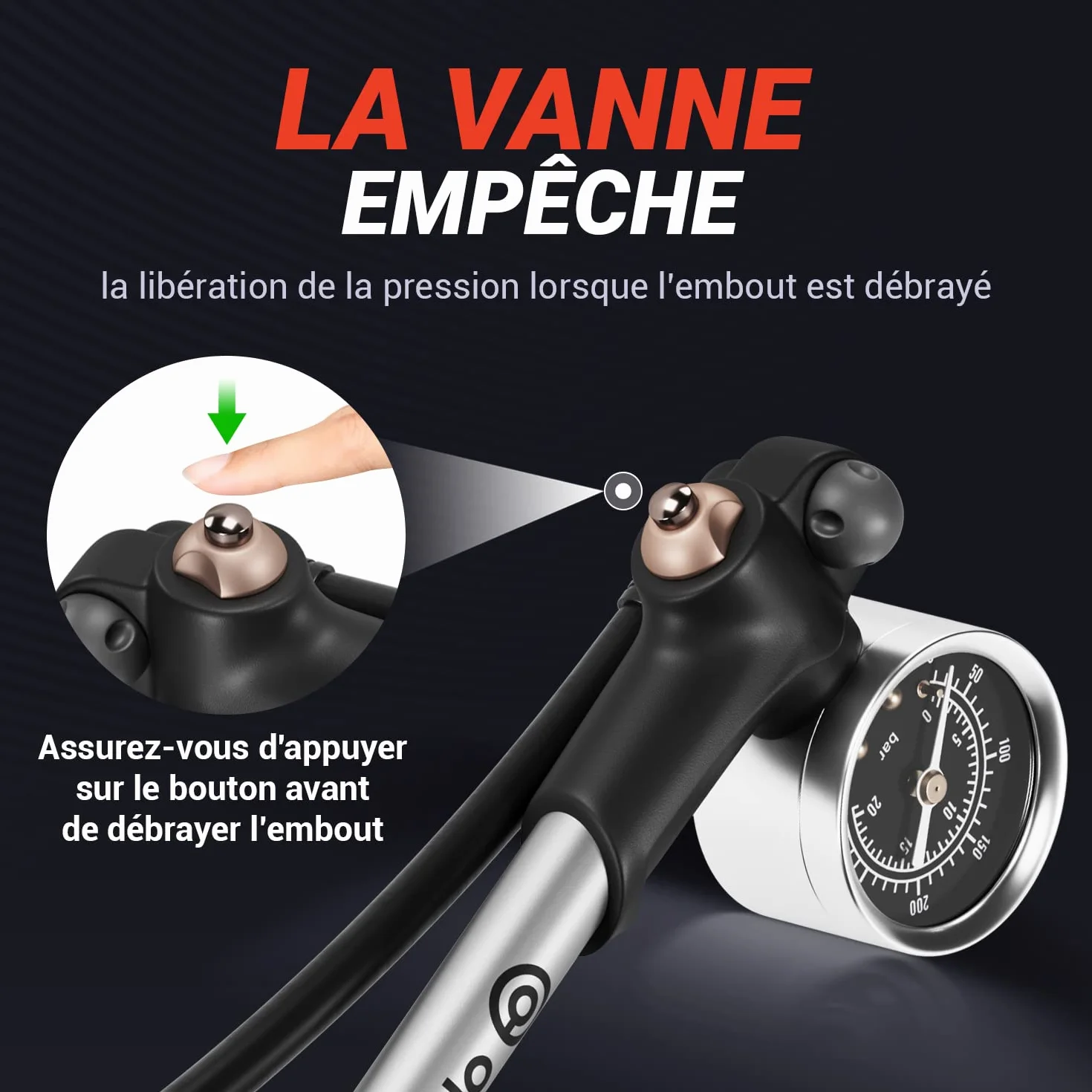 Pompe Haute Pression VTT avec Manomètre pour Suspension Fourche Compatible Fox RockShox Manitou