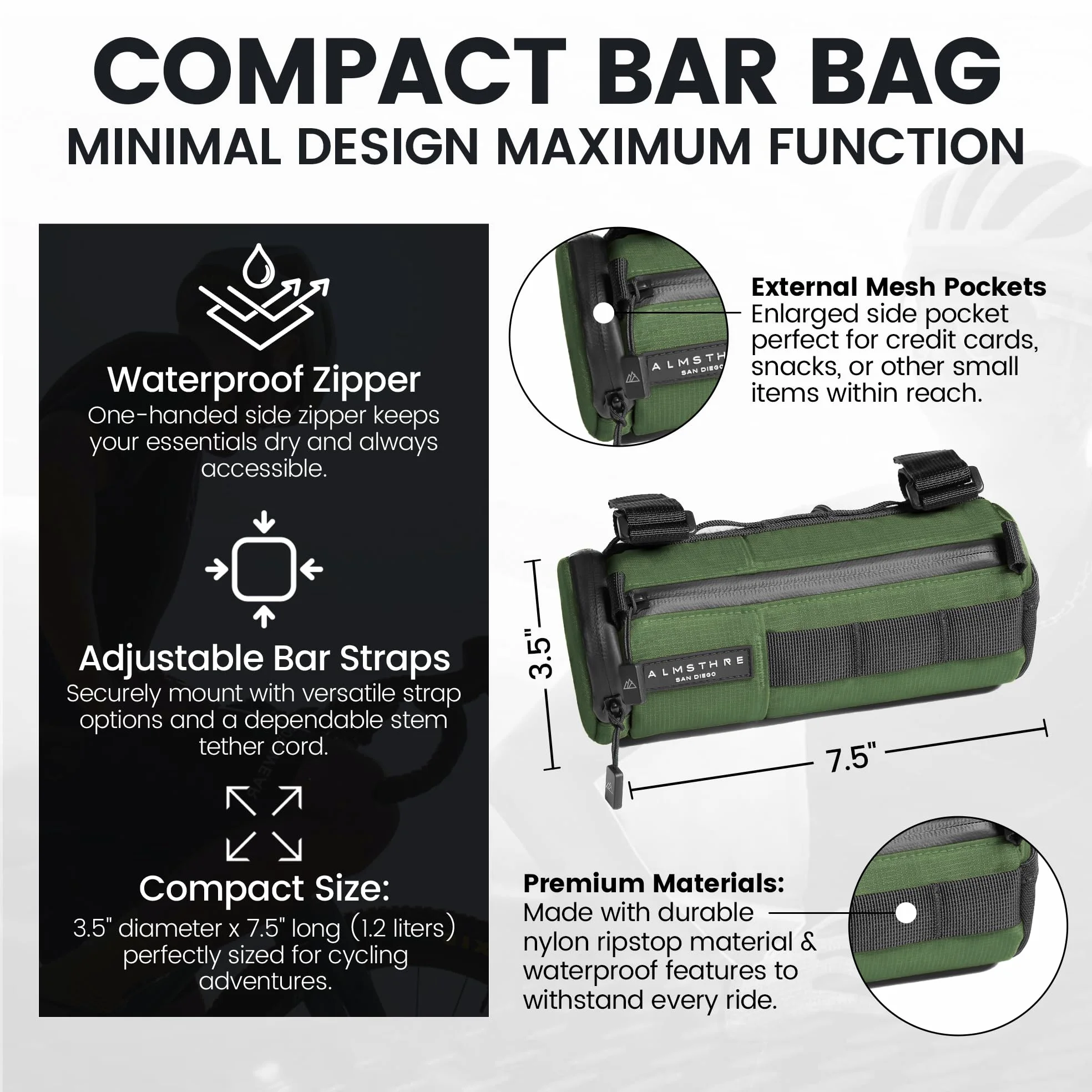 ALMSTHRE Sac de Bar Compact Vert Chasseur