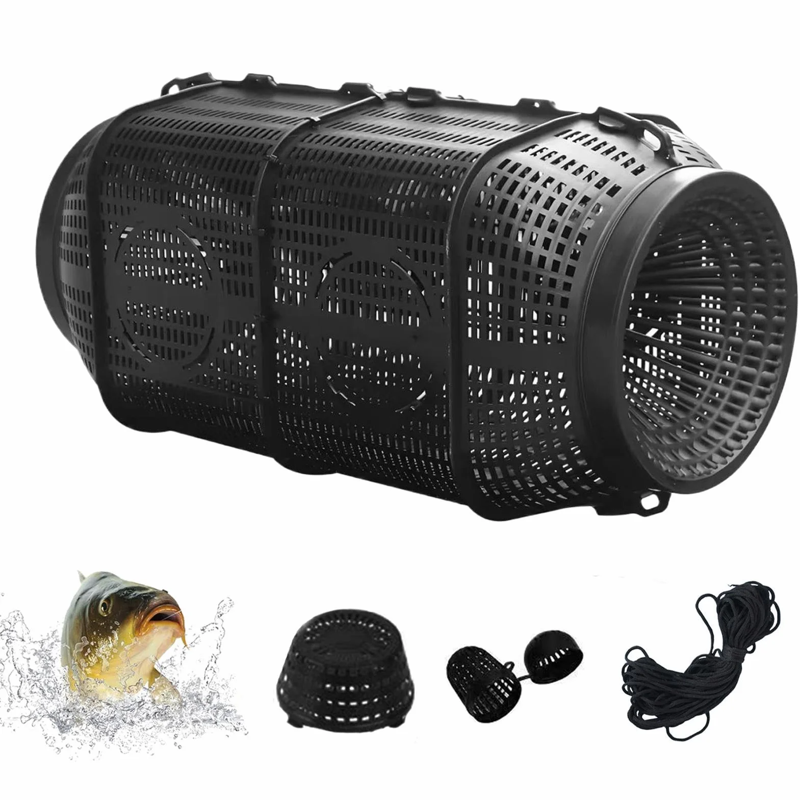 Nasse à Poisson 35/50cm Piège à Écrevisses Portable Filet de Pêche avec Corde Nylon 6m