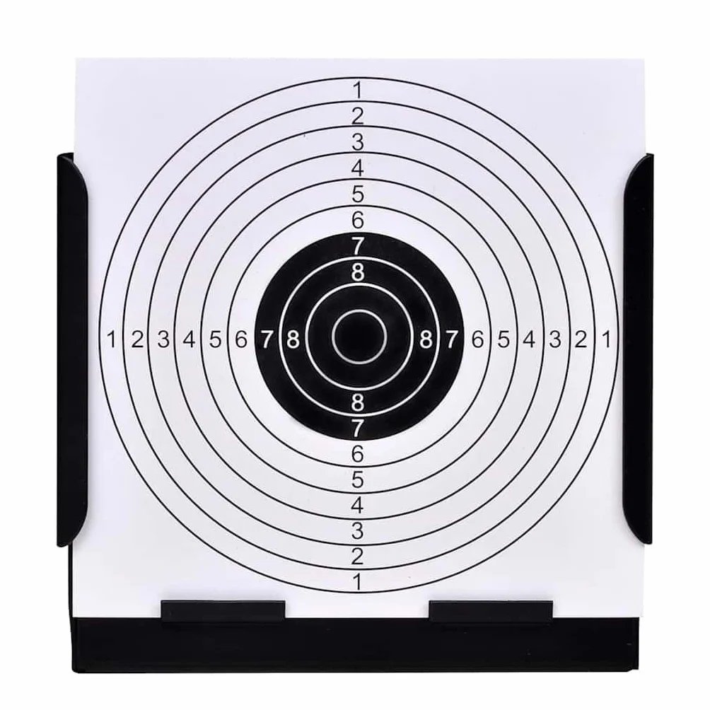 Porte-Cible Carré avec Piège à Plombs 100 Cibles Papier 14 cm