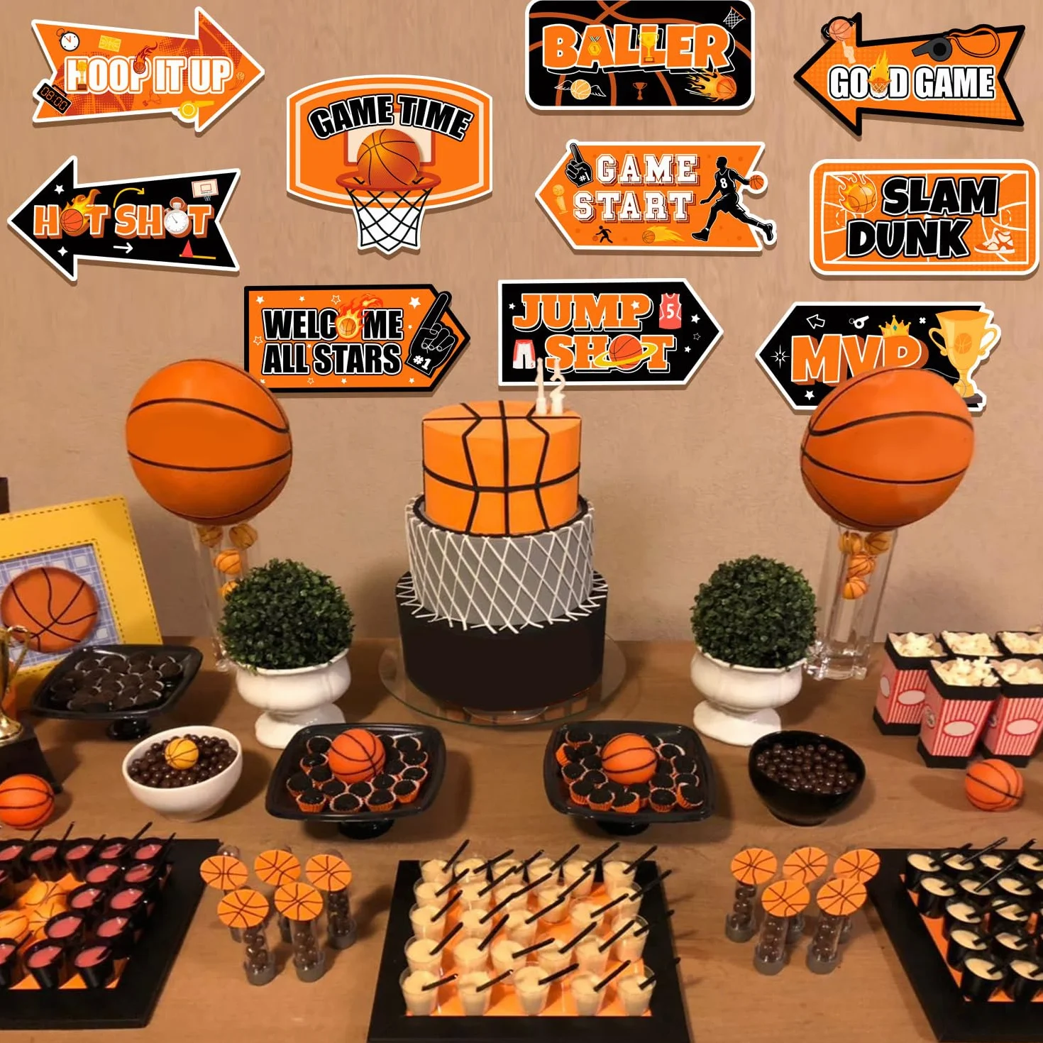 Décoration d'Anniversaire Basketball 20 Pcs Panneau de Décorations de Fête de Basket-Ball