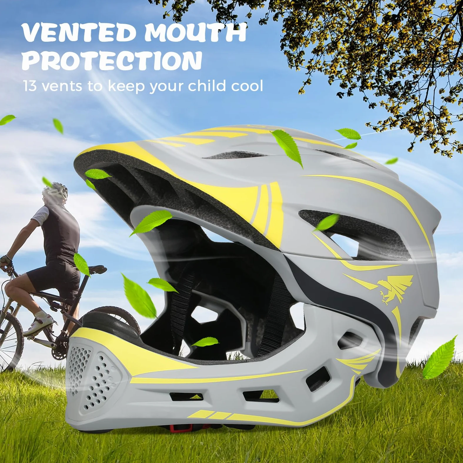 Walmeck Casque Intégral Détachable pour Enfants, équipement de Protection pour Le Sport, Le Vélo, Roller, Scooter, Coque Rigide en Polycarbonate Réglab