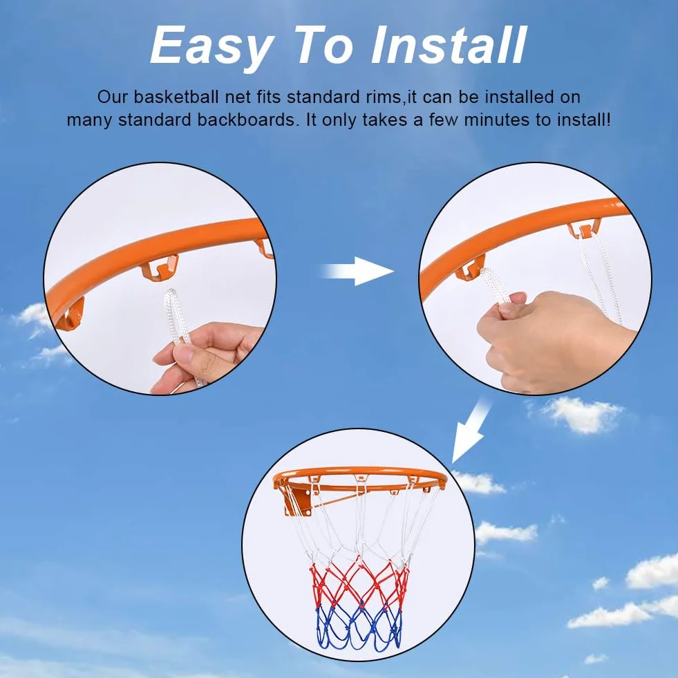 Flintronic Filet de Basketball 12 Boucles 3.5mm, Résistant pour Panier Basket Extérieur