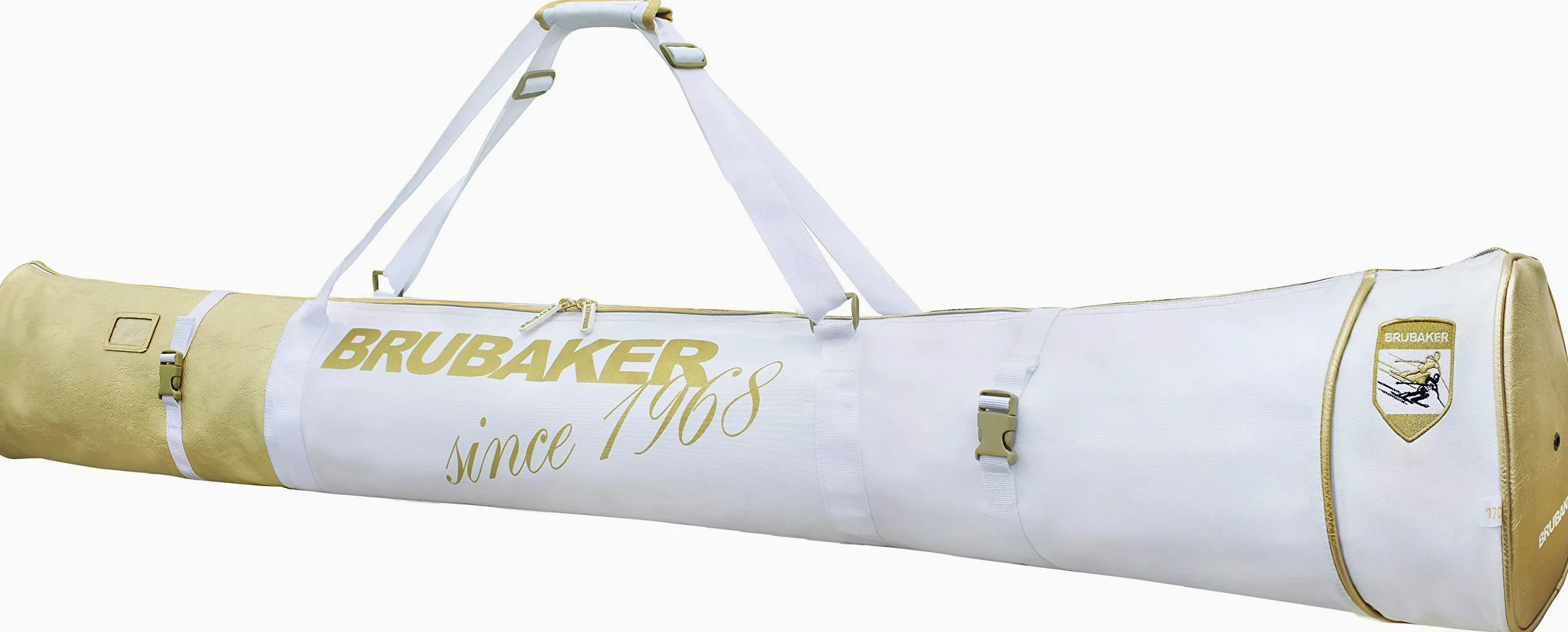 BRUBAKER - Set de Ski 'Saint-Moritz' - Sac à Chaussures de Ski & Housse à Skis - pour 1 Paire de Skis, bâtons, Bottes & Casque - 170 cm - Blanc/Doré