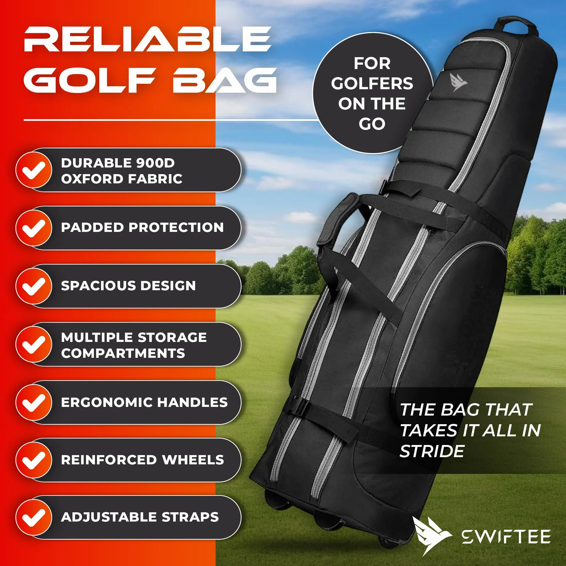 SWIFTEE Sac de voyage golf rembourré Tissu Oxford 900D imperméable résistant usure poches larges