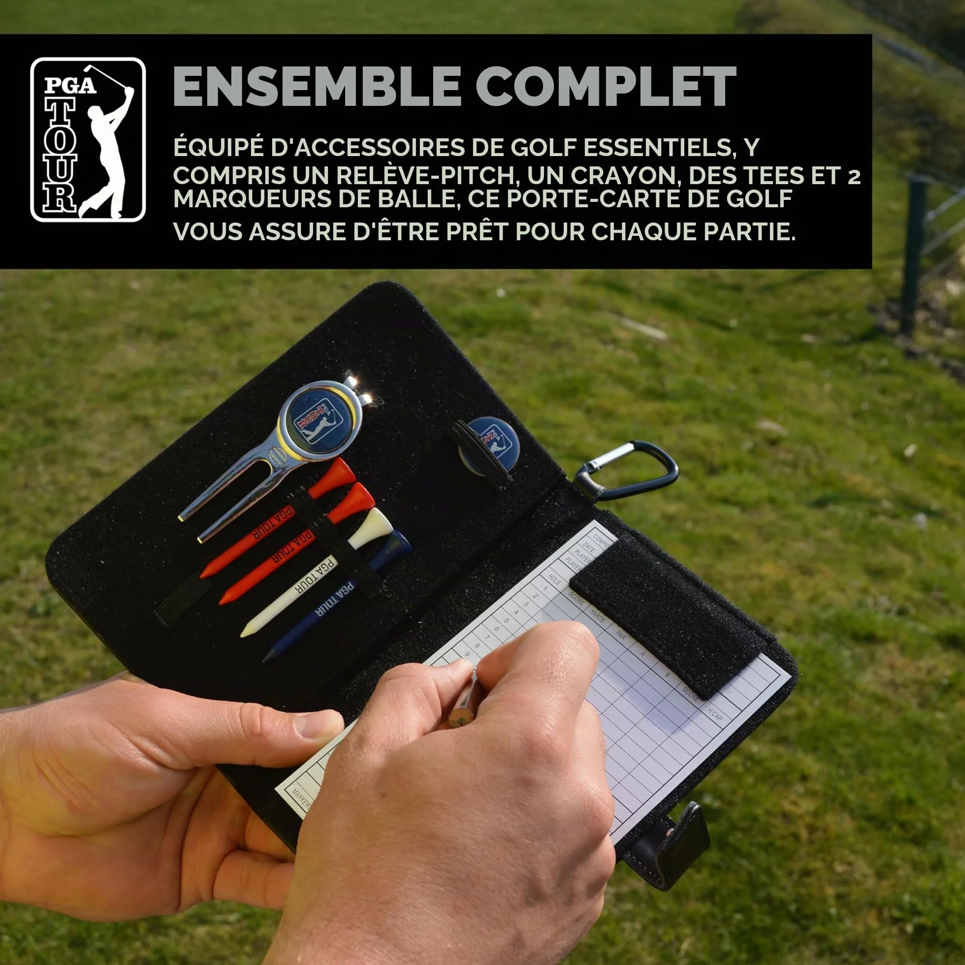 PGA Tour Golf Organiseur en Cuir Noir