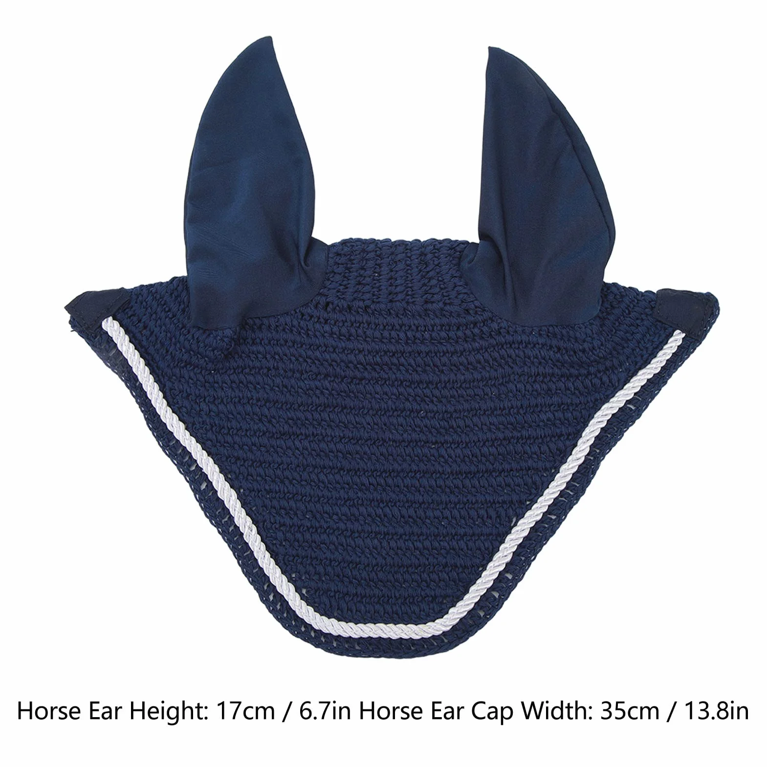 Alomejor Bonnet d'oreille de Cheval élastique, Filet d'oreille de Cheval, Crochet à la Main, Cache-Oreilles de Cheval pour Protéger Les Oreilles, Bleu Marine