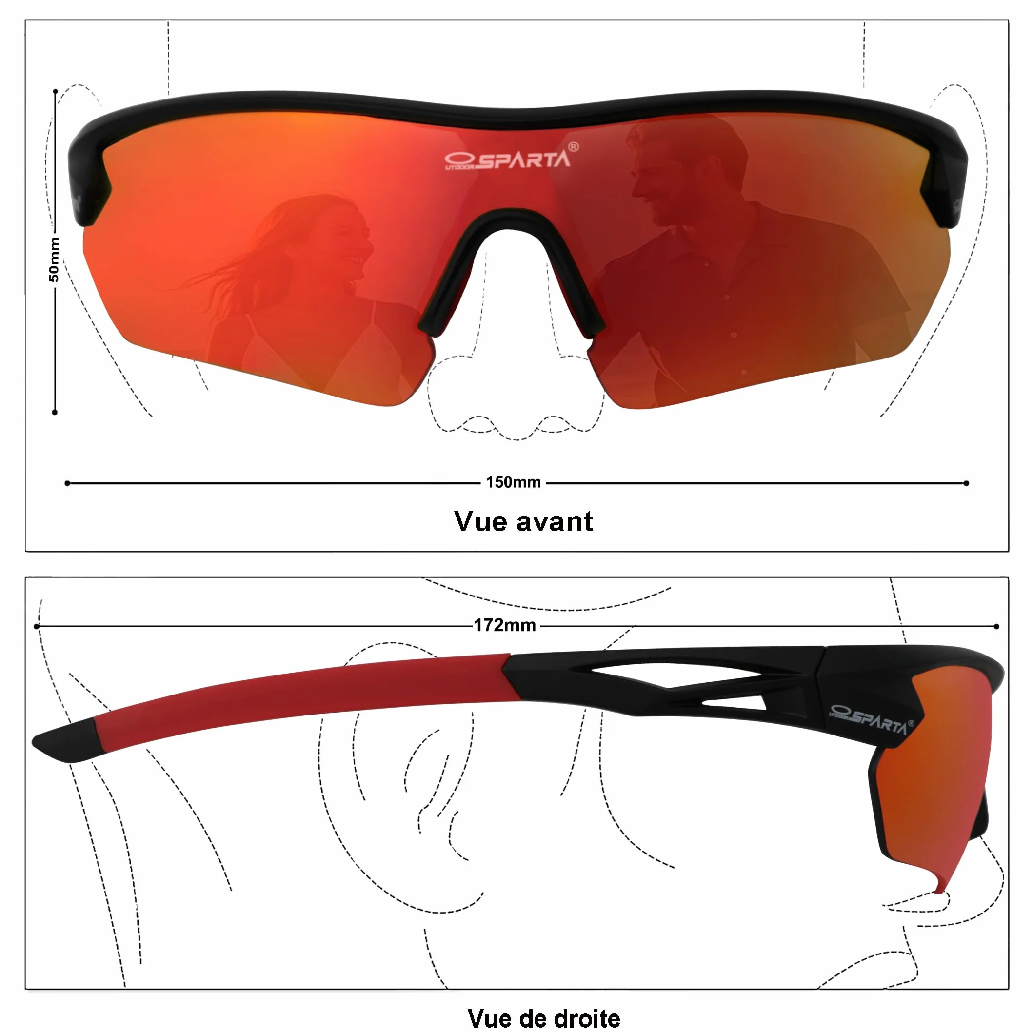 Lunettes de soleil polarisées interchangeables 5 verres sport homme femme