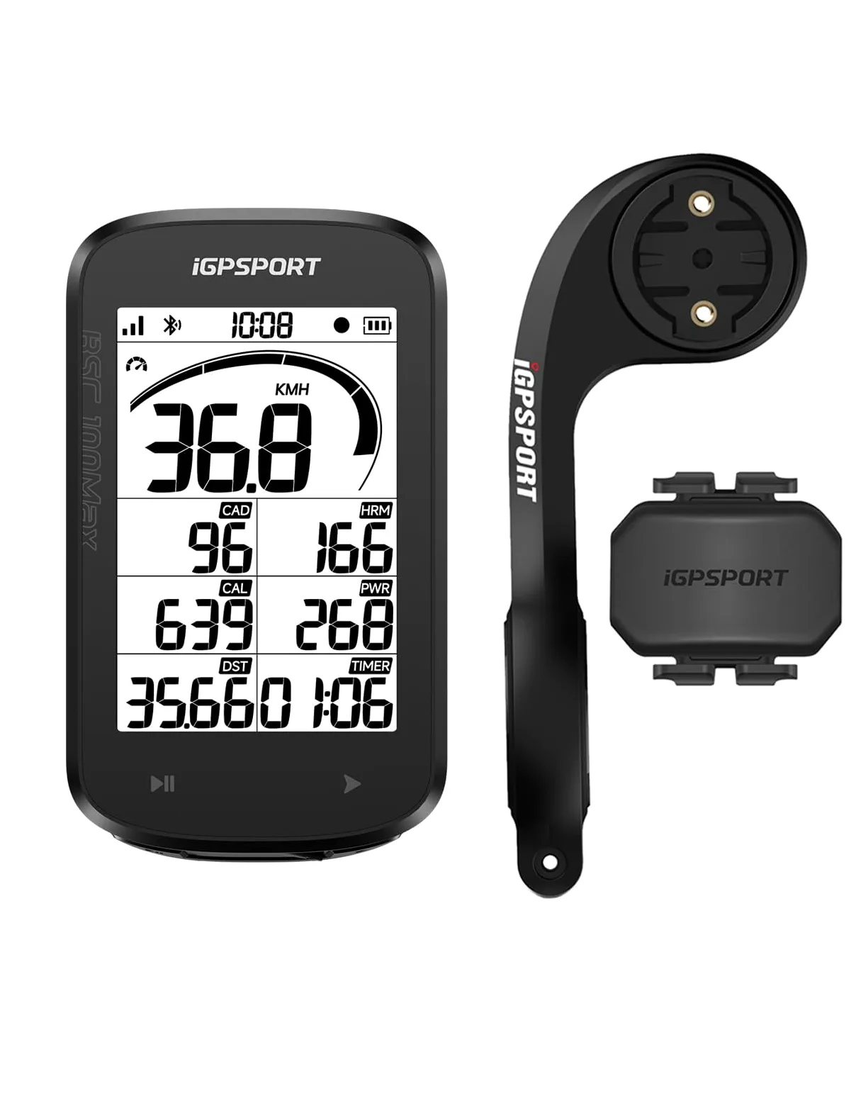 iGPSPORT BSC100MAX Compteur Velo sans Fil et CAD70 Capteur de Cadence et M80 Support de Vélo