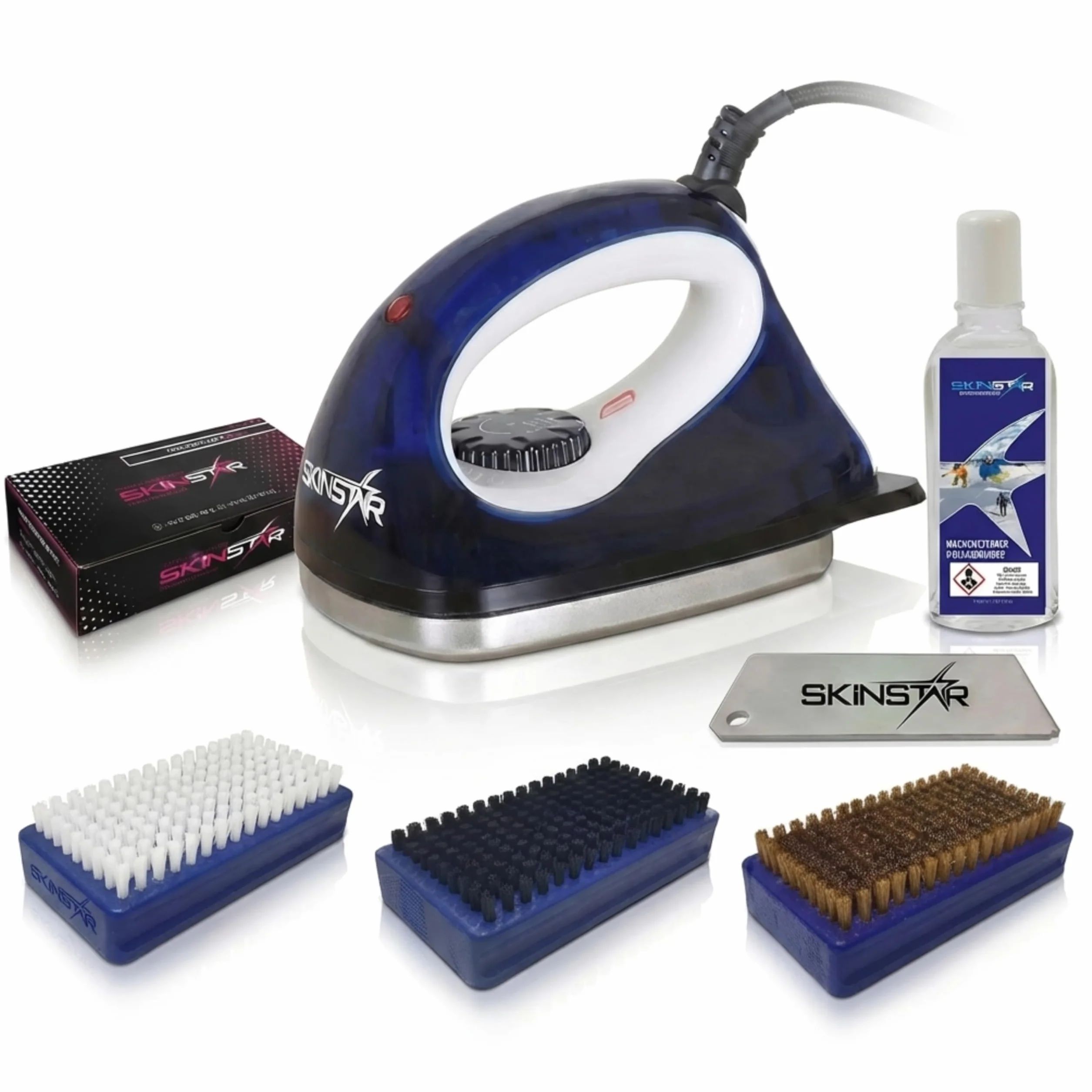 SkinStar Démarreur Ski Cire Set, Fer de Fartage, Brosses, Cire, Nettoyant 7-pièces