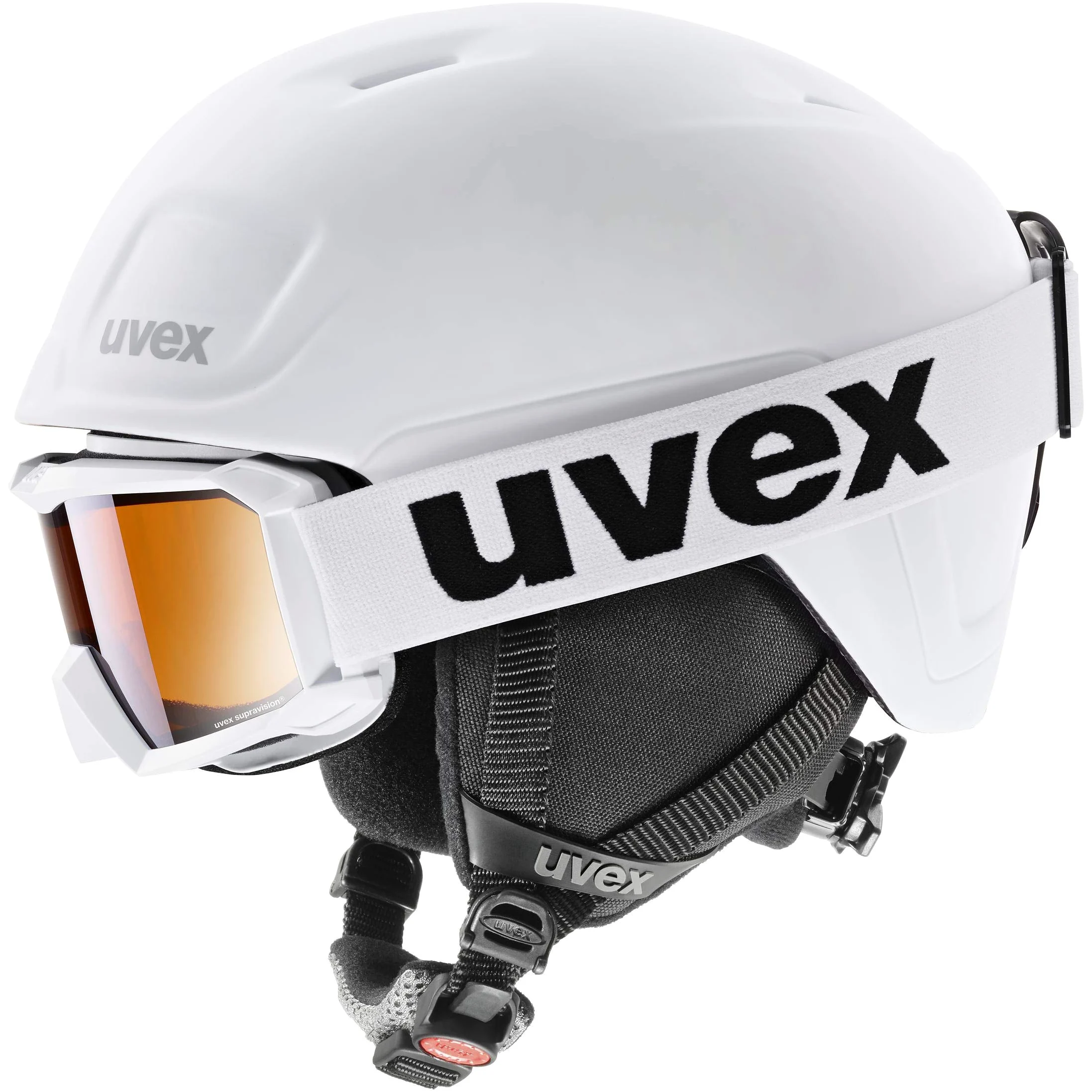 uvex heyya pro set, casque et lunettes de ski Jeunesse unisexe, white-black