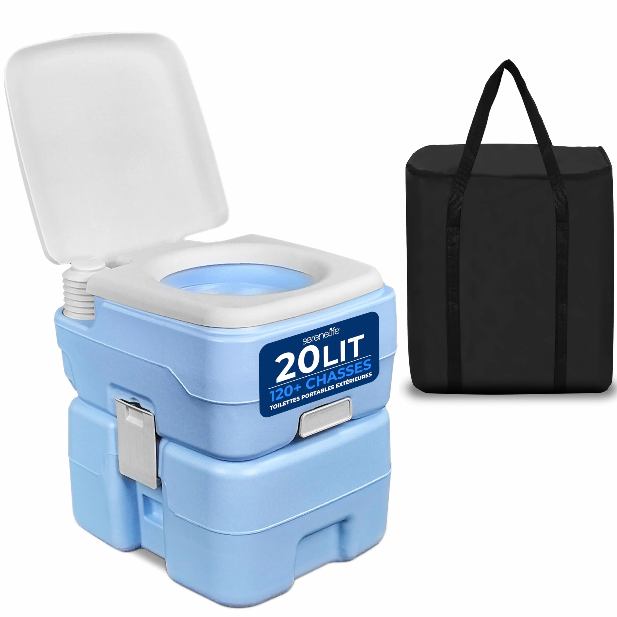 SereneLife Toilette Portable 20L Camping VR Bateau 120 Chasses Réservoir Détachable