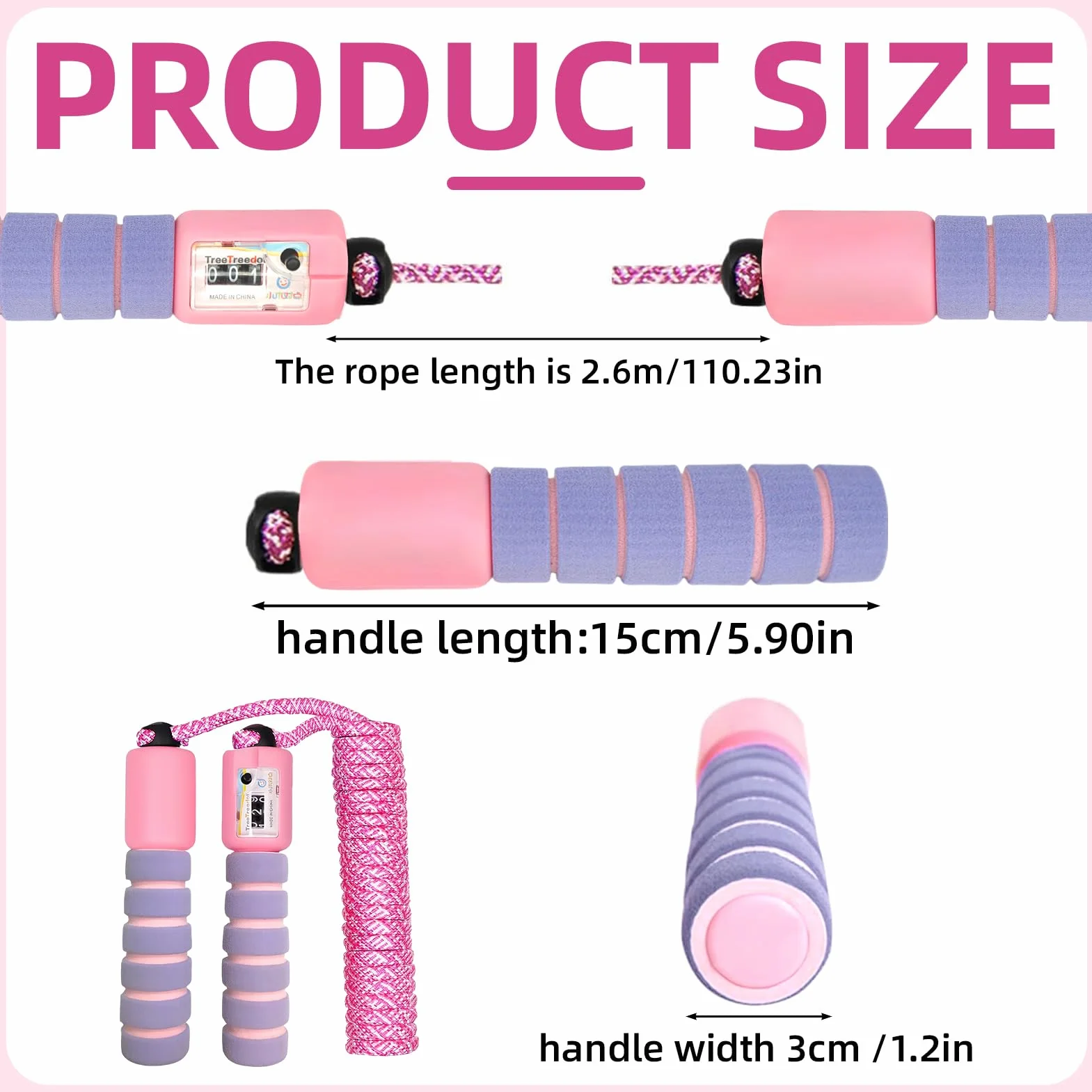 Corde à Sauter Speed Rope Enfant Réglable avec Compteur 2 Mètres Poignées en Mousse