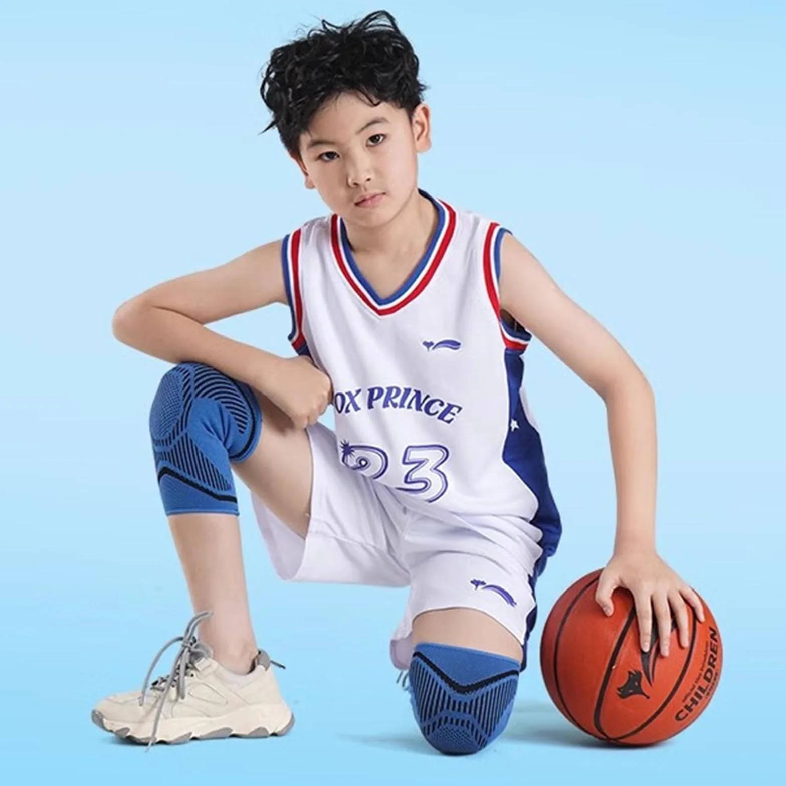 Genouillères pour Garçon Tissu Respirant Antichoc Basket-ball Scooter Vélo Sport Cyclisme Enfant M 5-12 Ans