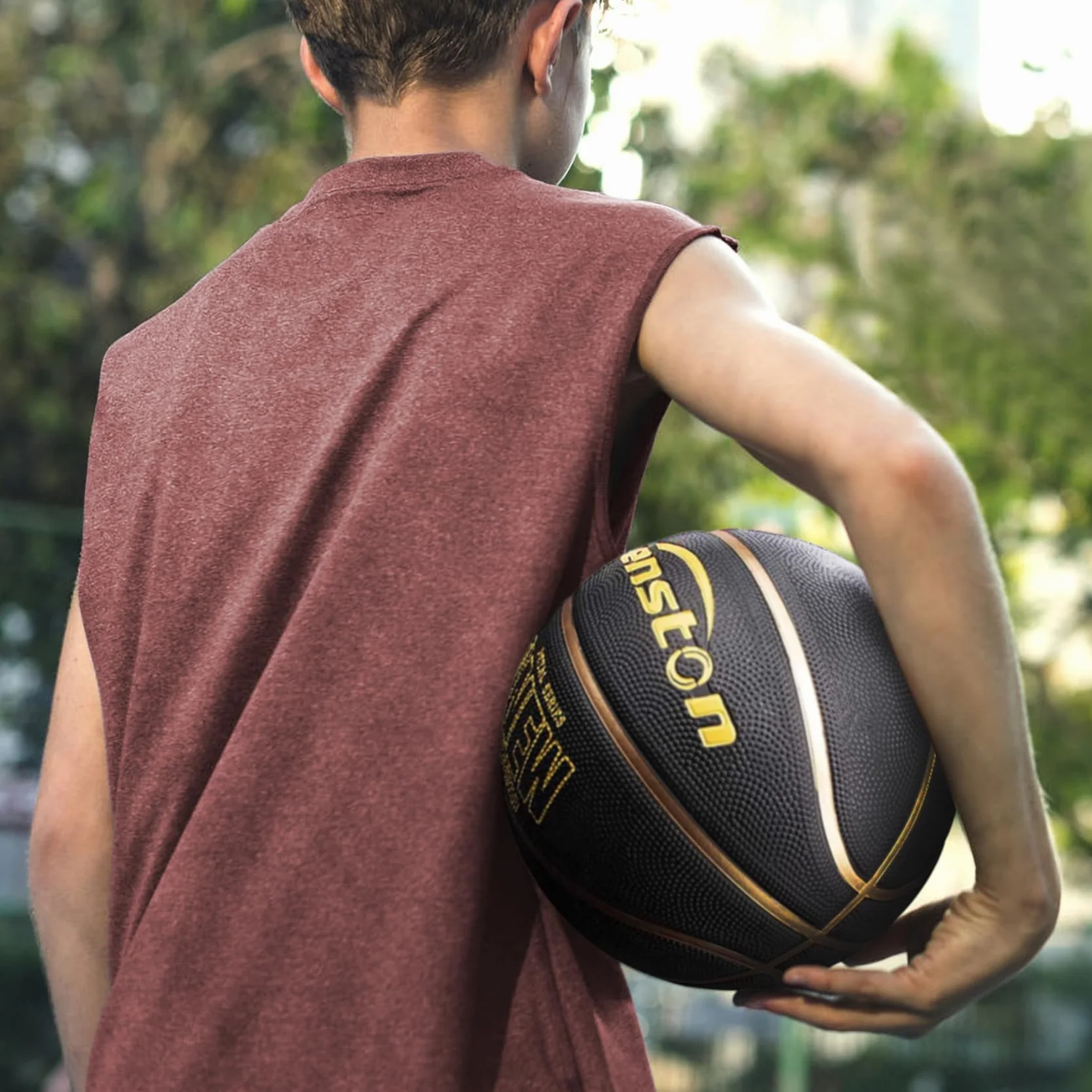 Senston Ballon de Basket Taille 7 avec Pompe, Basketball Intérieur/Extérieur