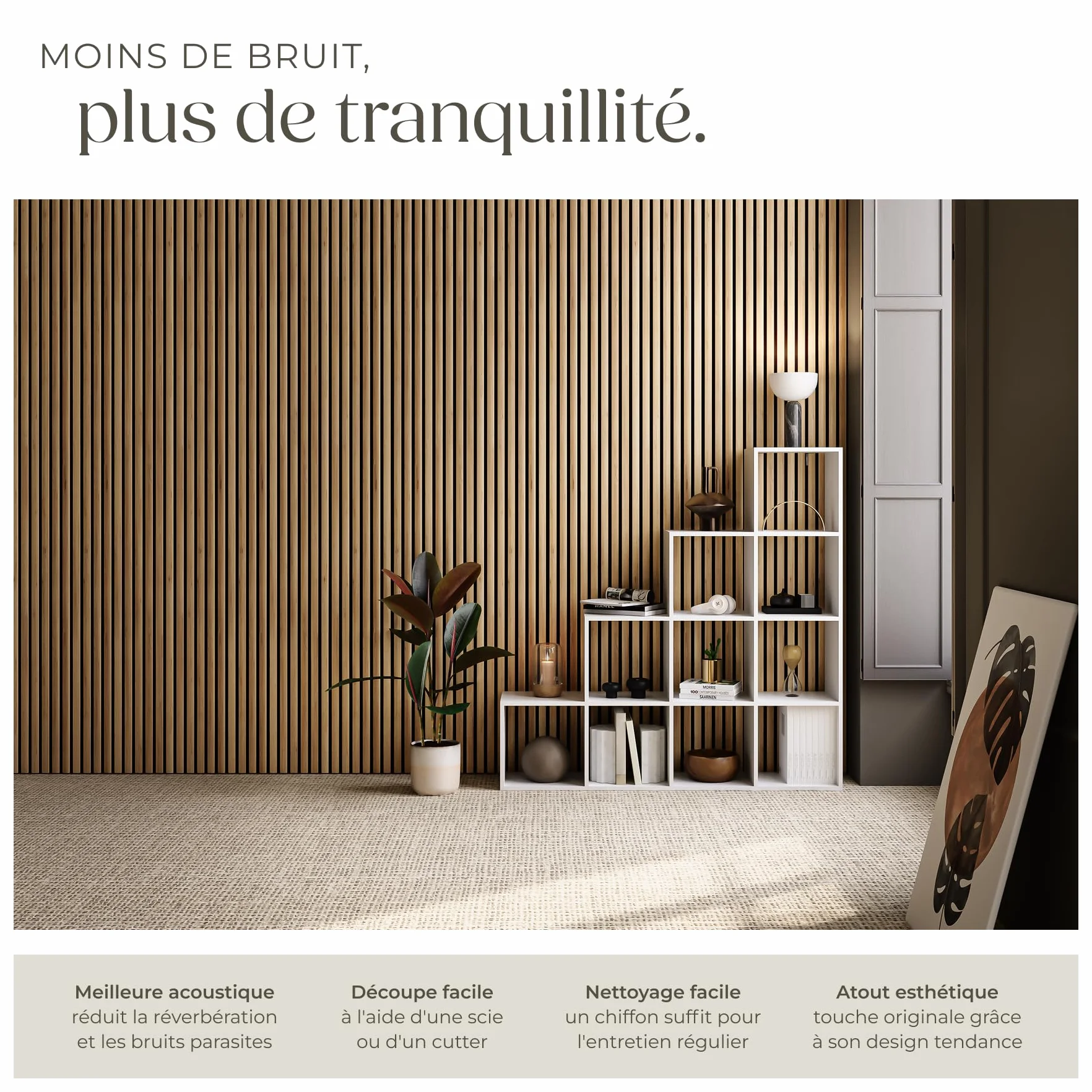 Tectake Lot de 2 panneaux acoustiques muraux MDF 120x60x2,1 cm isolation phonique décoration murale