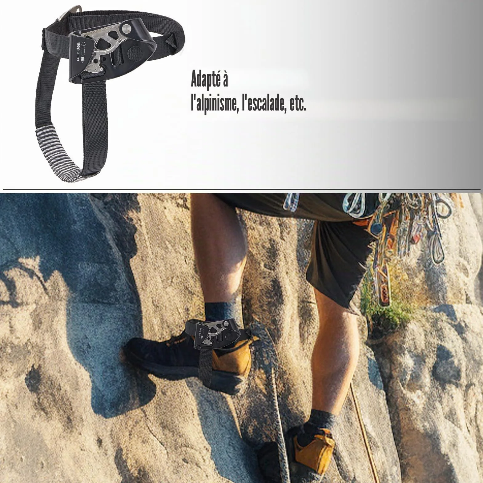 SOB Descendeur d'escalade Ascenseur de Pied Sécurité Alpinisme Plein Air Gauche+Droite