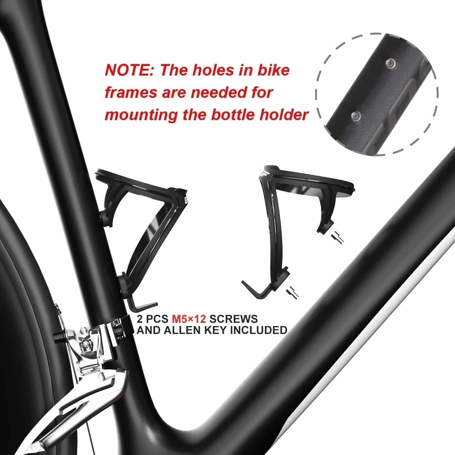 GEMFUL Gourde Vélo 750ml sans BPA Porte-Gourde Ensemble Complet Noir et Blanc