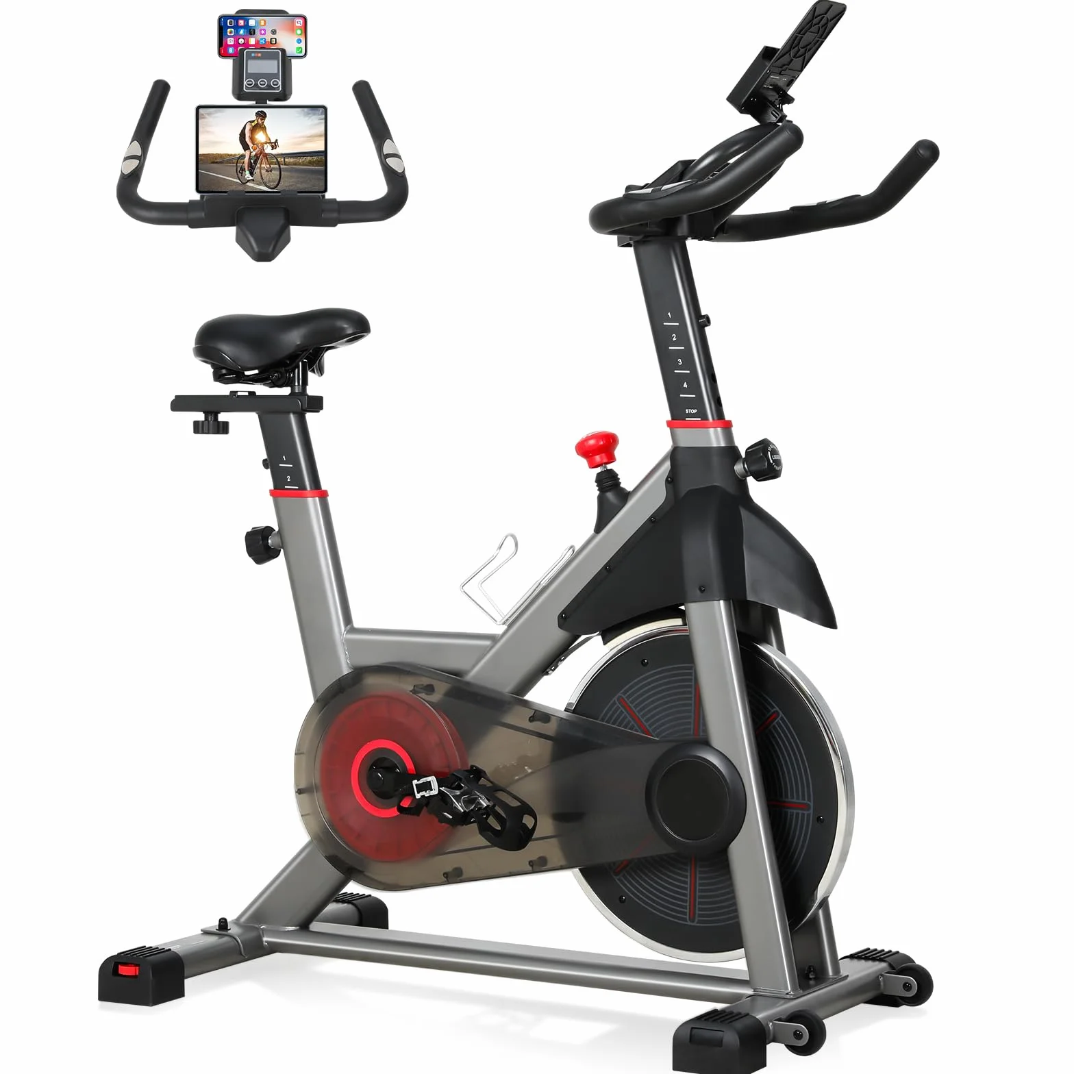 Vélo d'Appartement Résistance Ajustable Silencieux Volant d'Inertie 8KG Écran LED Selle Réglable