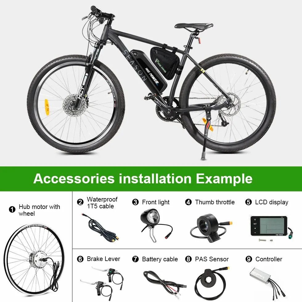 YOSE POWER Kit de Conversion Vélo Electrique 36V 250W 24 Pouces Moteur Roue Avant avec LCD