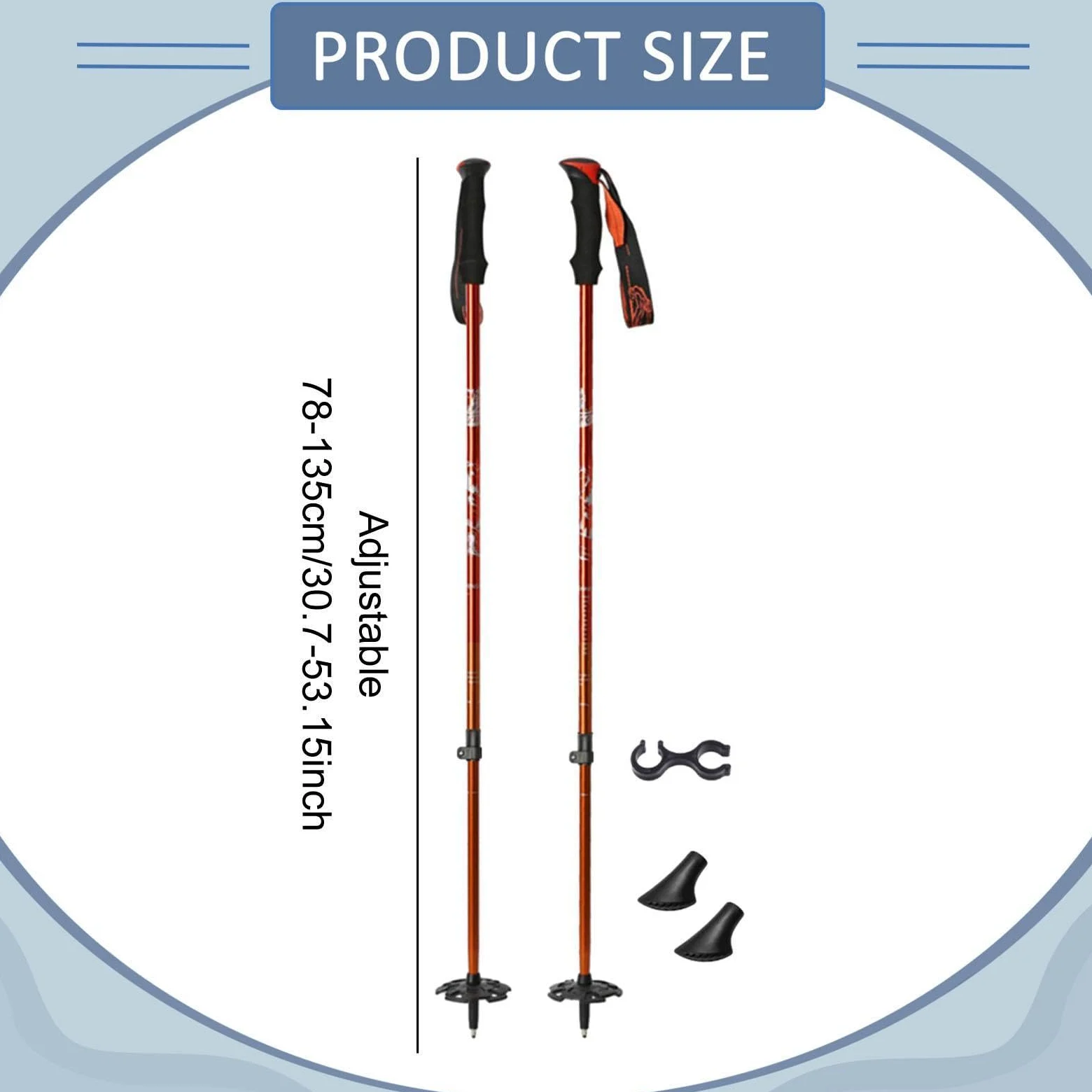 Lot de 2 Bâtons de Ski Ergonomiques en Aluminium avec Réglage Télescopique, Rondelle à Neige et Système de Verrouillage pour Les Passionnés de Ski, Le