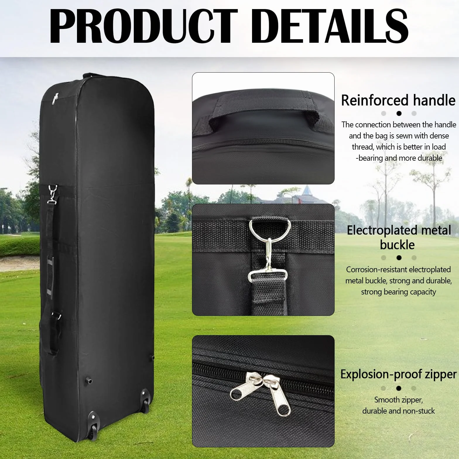 Sac De Club De Golf Imperméable 600D avec Roulettes Housse De Voyage Protection Extérieure