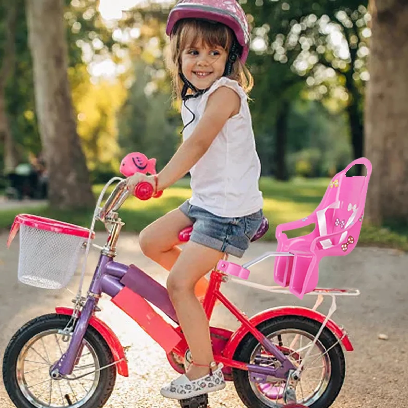 Siège de vélo pour filles porte poupées avec autocollants DIY, accessoires vélo enfants