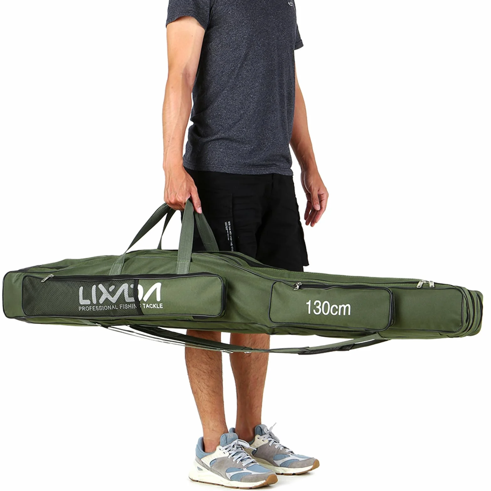 Lixada Sac de Canne à Pêche Portable à Roulettes Trois Couches Pliant