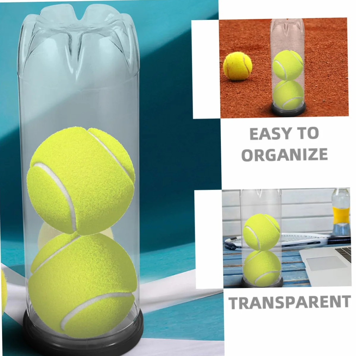 6 pièces Boîte de Rangement Transparente pour Balles de Tennis avec Couvercle Noir Lot de Tubes PVC Durables pour Stockage et Organisation Intérieure et Extérieure