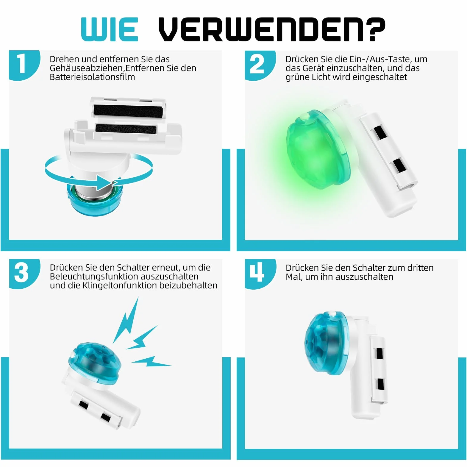 Lot de 4 détecteurs de touche électroniques pour la pêche, détecteurs de touche LED pour pointes de canne à pêche, alarme de touche pour la pêche de jour/nuit