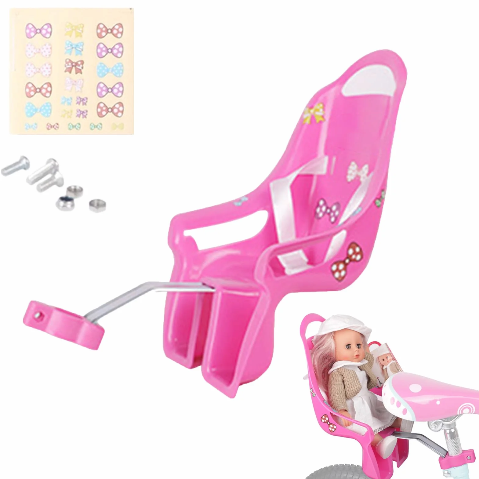 Siège de vélo pour filles porte poupées avec autocollants DIY, accessoires vélo enfants