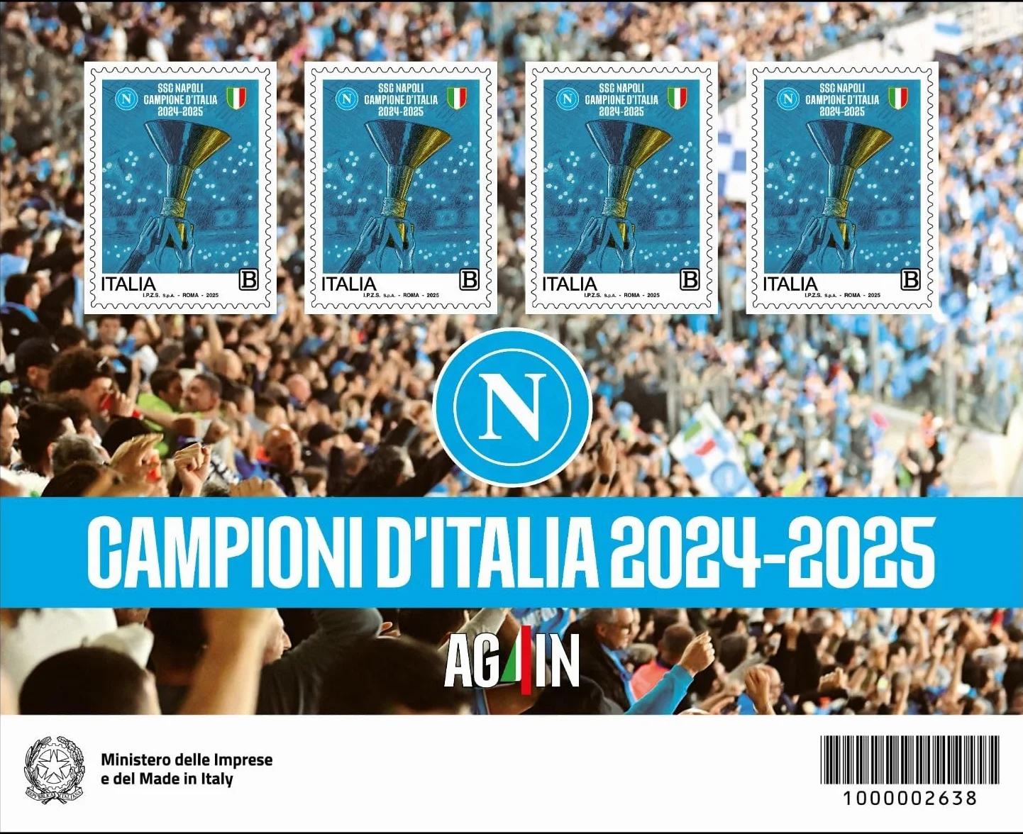 2025 Repubblica AG4IN Foglietto Napoli Campione d'Italia - MNH/**