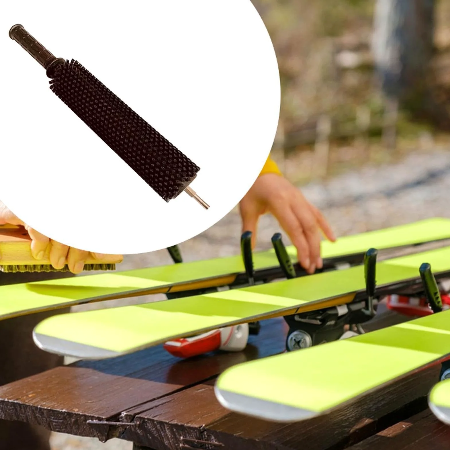 Kit de Fartage de Skis avec Manche, Brosse en Nylon de 30 Cm pour L'entretien des Skis