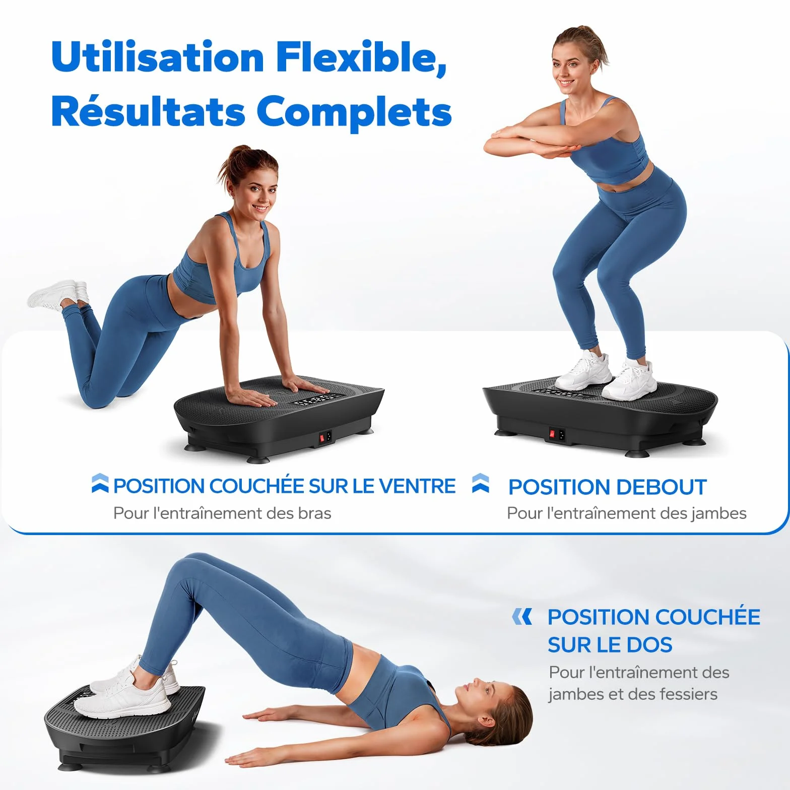 MERACH Plateforme Vibrante Silencieuse et Compacte pour Modelage du Corps et Relaxation avec Tapis Silicone et Écran LED