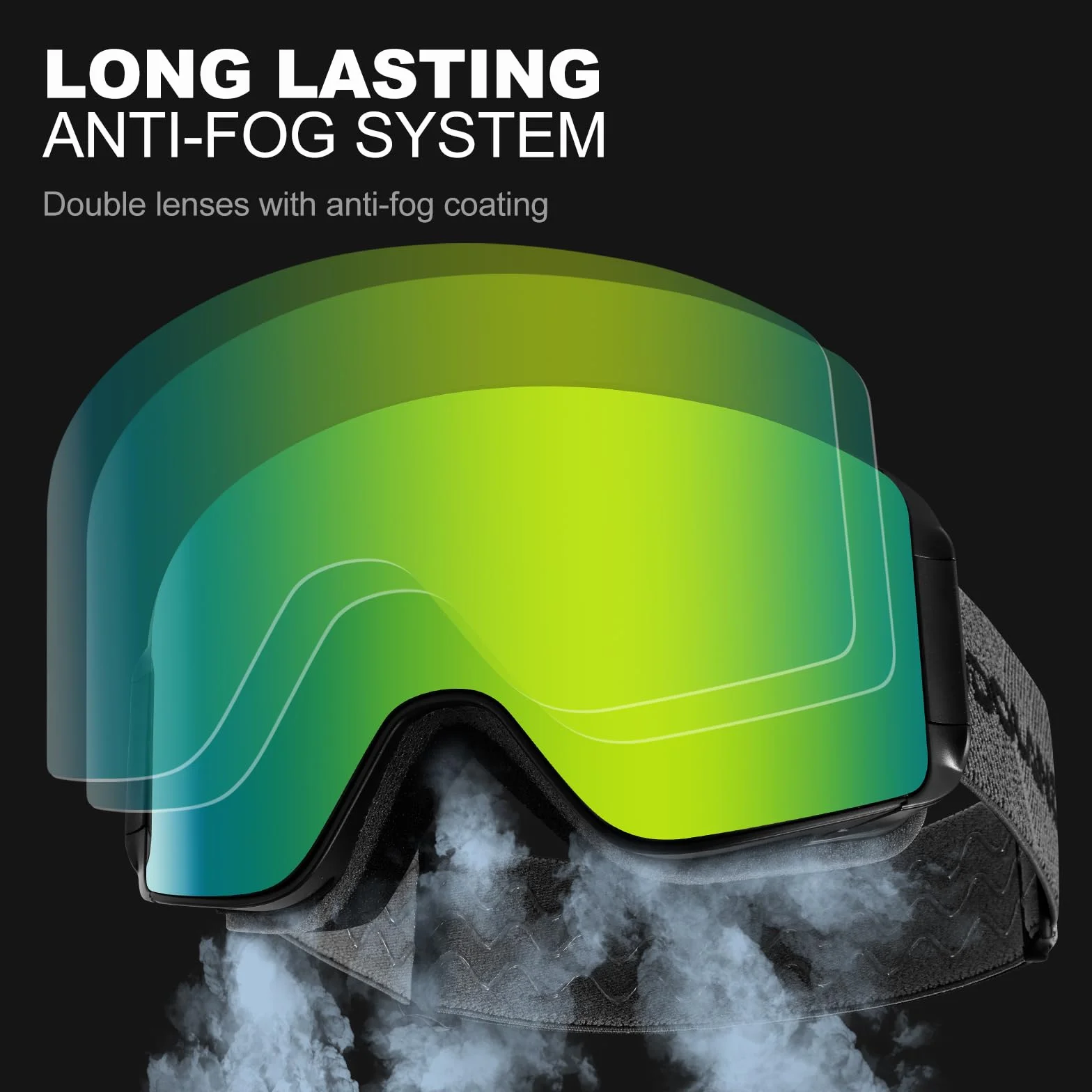 Odoland Magnetique Lunettes de Ski Cylindrique Lentille Détachable Masque Snowboard Anti-UV400 Anti-Buée Coupe-Vent