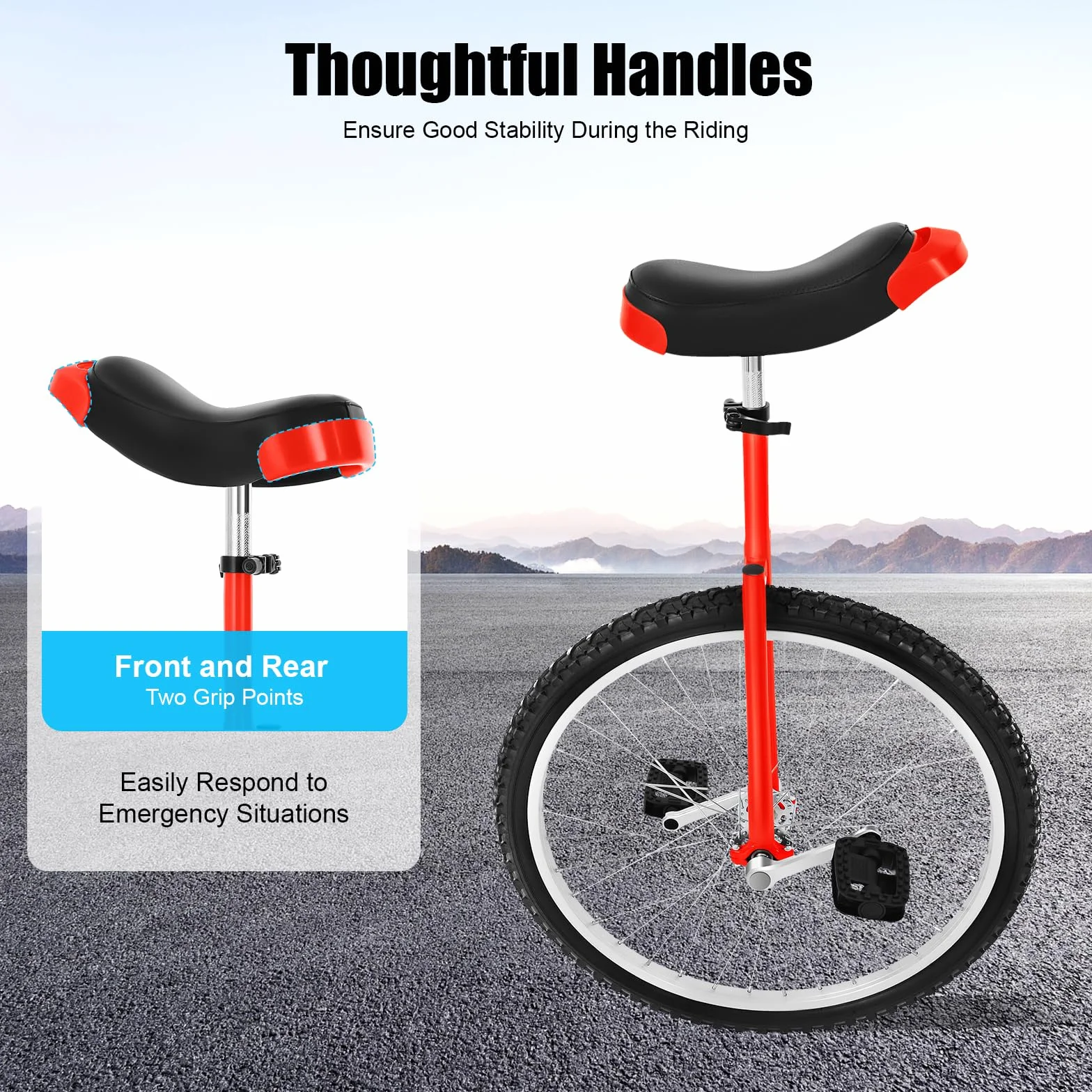 Monocycle 24 pouces réglable en hauteur pour enfants et adultes - Vélo d'entraînement d'équilibre