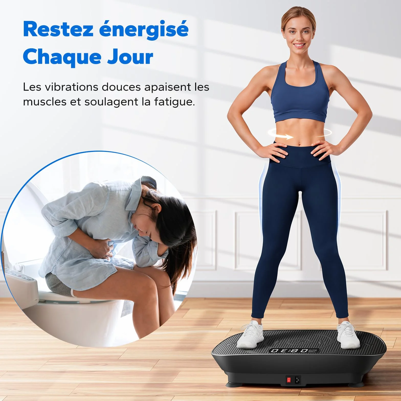 MERACH Plateforme Vibrante Silencieuse et Compacte pour Modelage du Corps et Relaxation avec Tapis Silicone et Écran LED