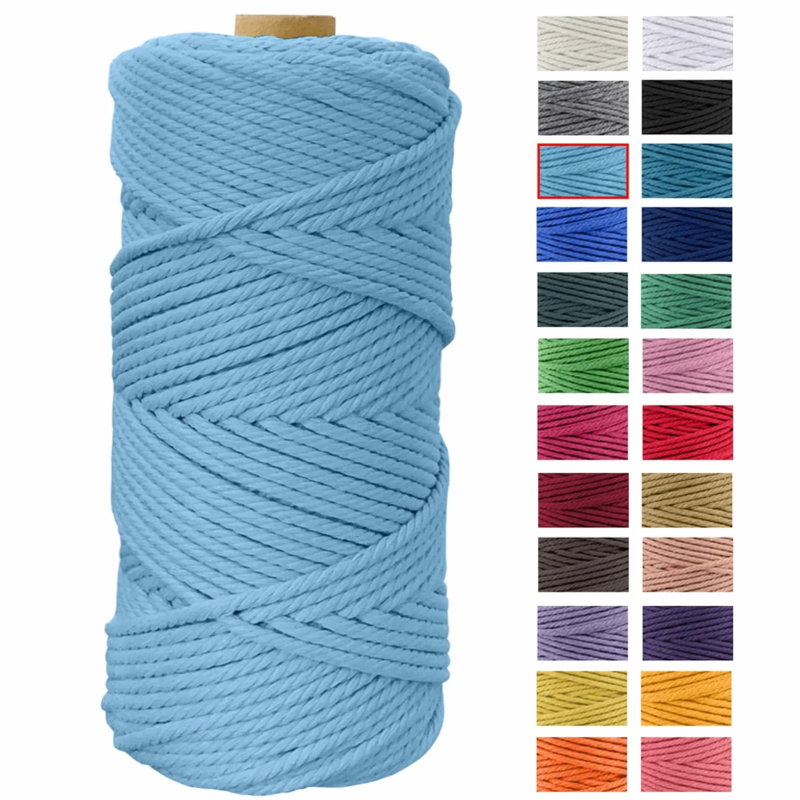 Corde Macramé 4mm x 100m Coton Ficelle Naturelle Bricolage Bleu Ciel
