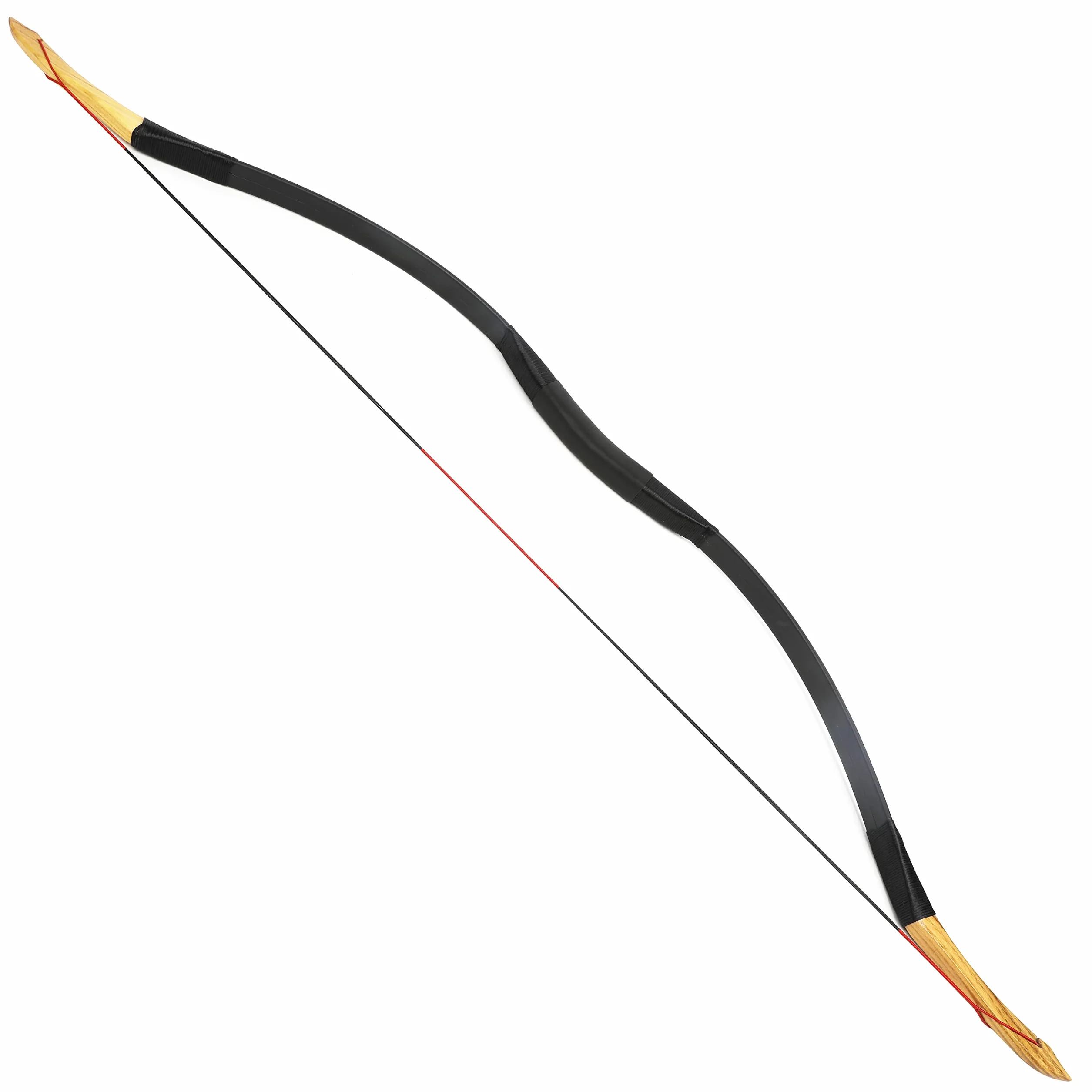 Arc Traditionnel Classique Longbow Sport Tir à l'arc Bois Fait Main pour Adultes Débutant 35Lbs
