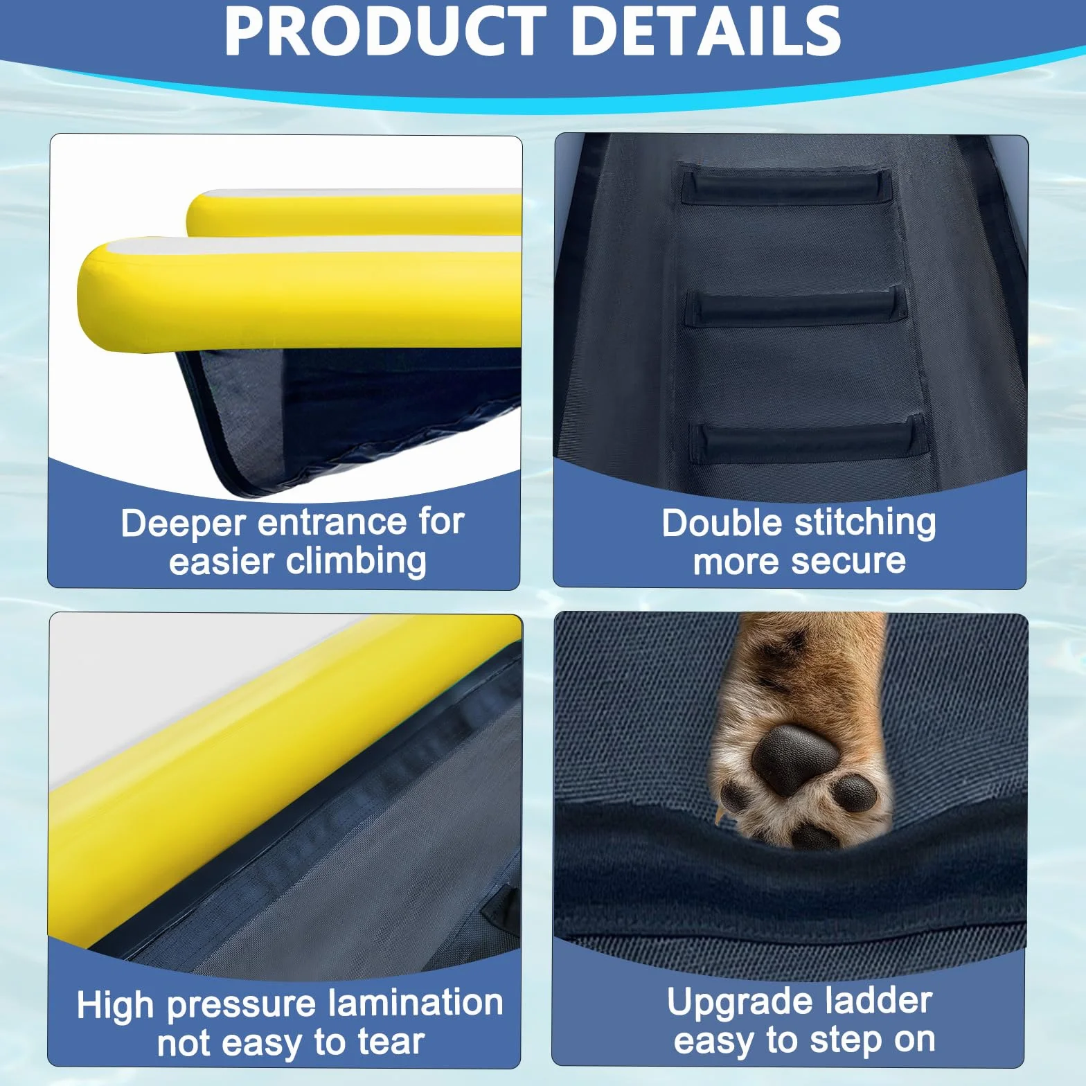 AWSUM Rampe d'eau Gonflable pour Chien 150x100x15cm avec Tapis antidérapant Piscine Lacs